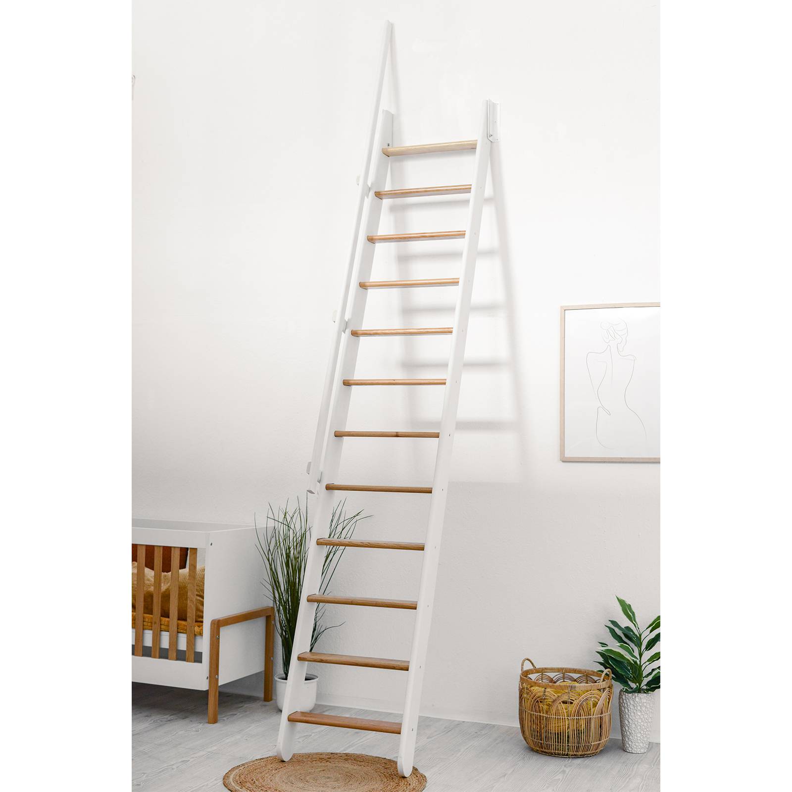 Minka Wangentreppe Flexiblo 300cm max. Geschosshöhe Eiche Weiß
