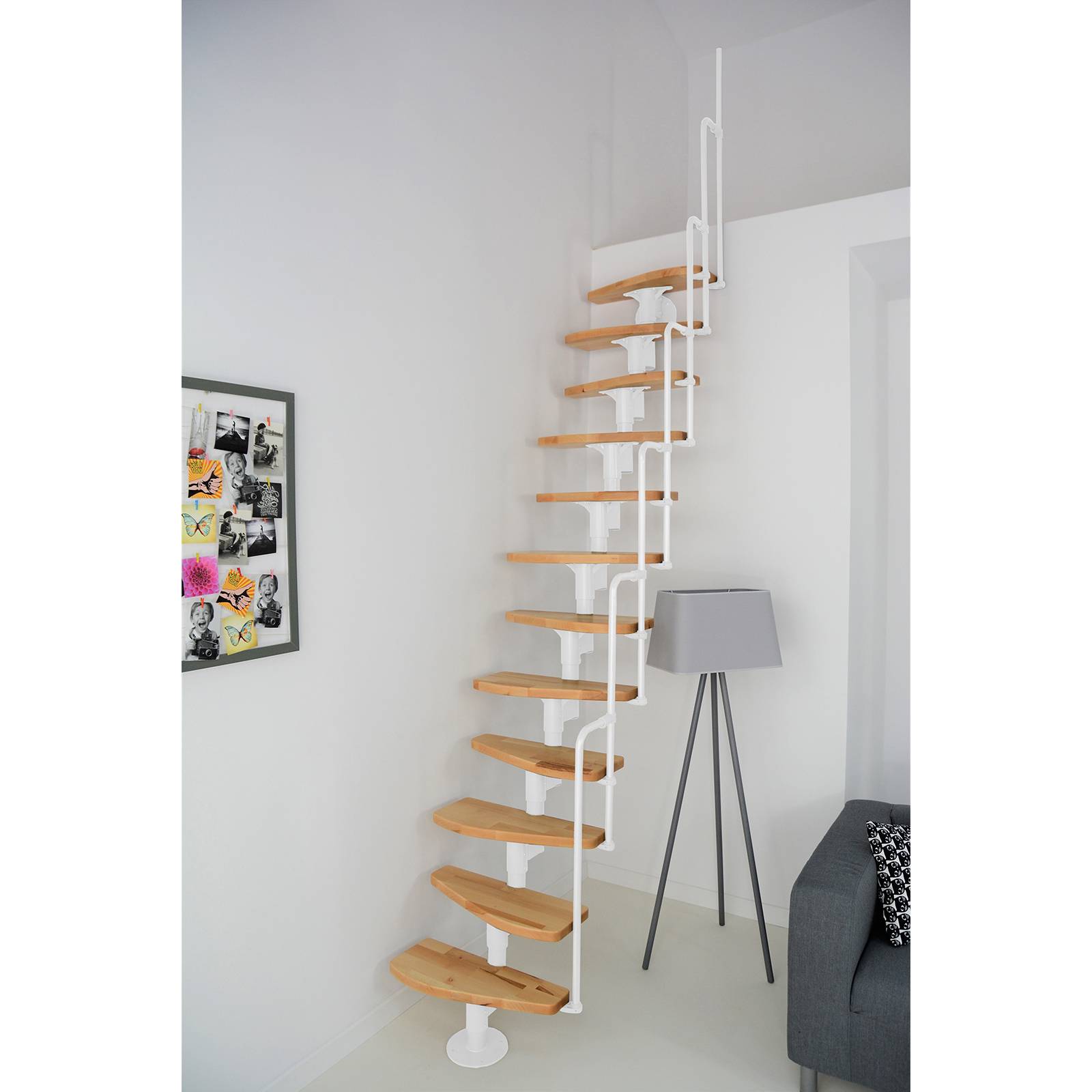 Minka Mittelholmtreppe Monaco 35 - 293,8cm Geschosshöhe Buche Weiß