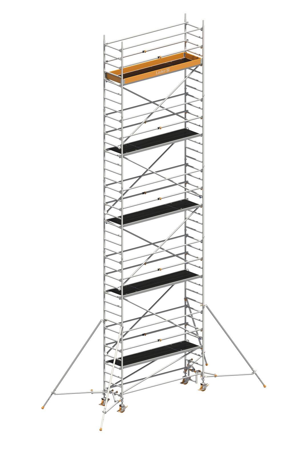 Layher Rollgerüst Uni Standard P2 mit Uni Telegeländer und ausziehbaren Gerüststützen 11,20m AH