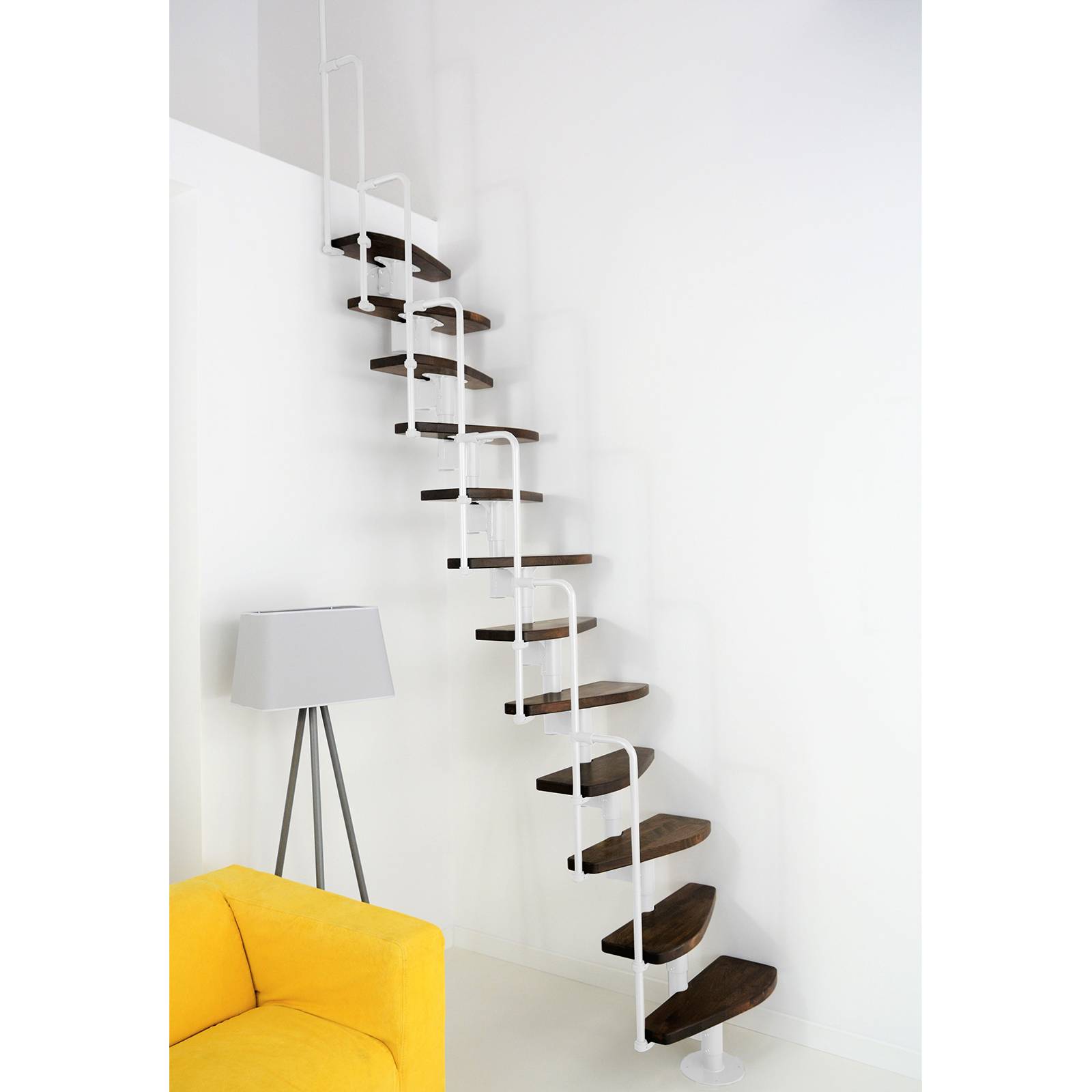 Minka Mittelholmtreppe Monaco 35 - 293,8cm Geschosshöhe Walnuss Weiß