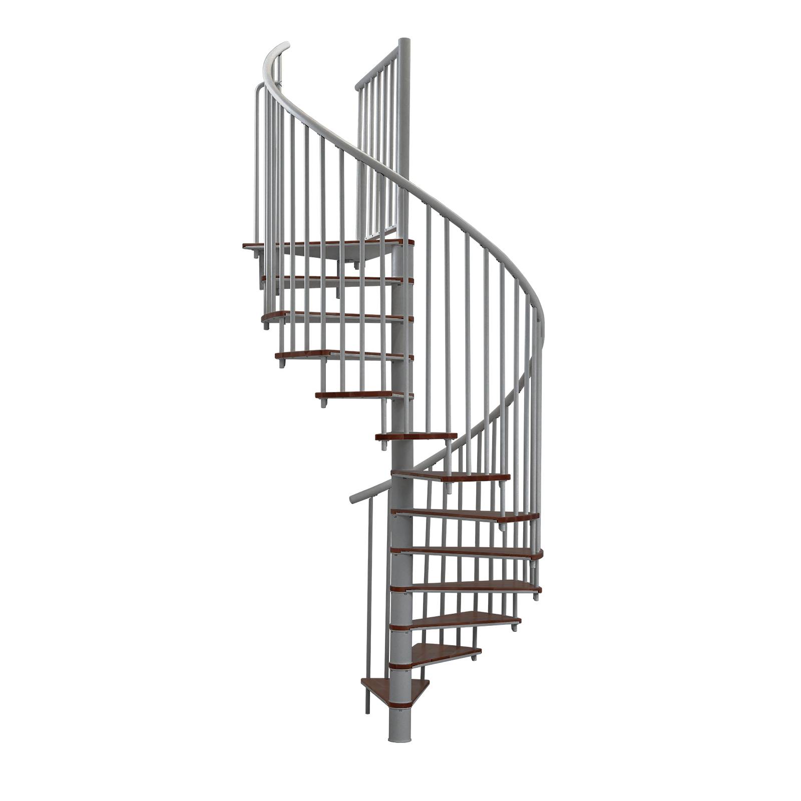 Minka Spindeltreppe Switch 36 - 295cm Geschosshöhe Walnuss Grau 140cm Durchmesser