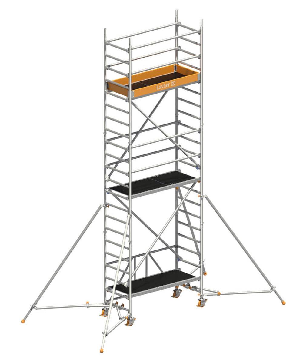 Layher Rollgerüst ZIFA P2 Safety Plus mit Doppelgeländer und ausziehbaren Gerüststützen 6,61m AH