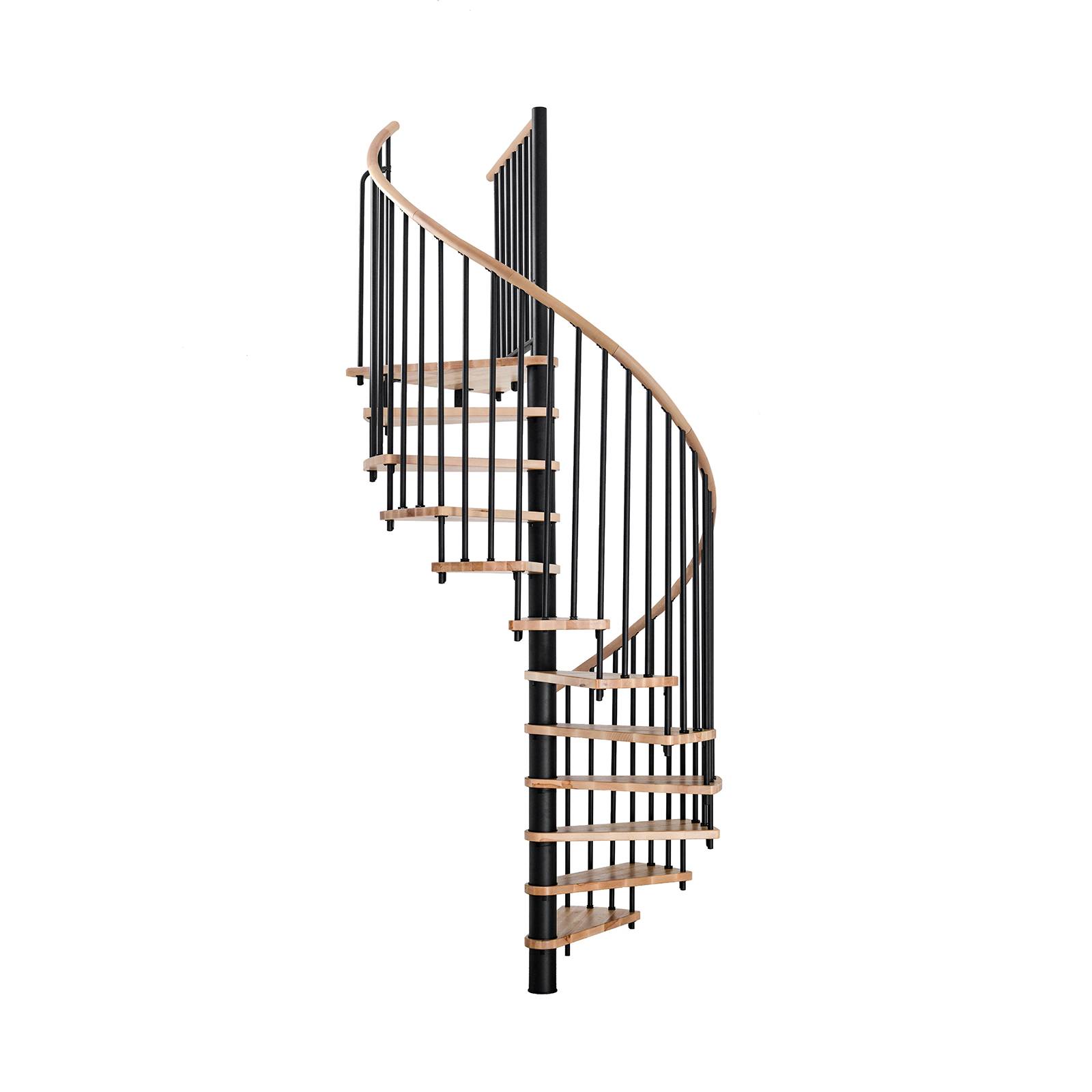 Minka Spindeltreppe Spiral Wood 38 - 305,5cm Geschosshöhe Buche Schwarz 140cm Durchmesser