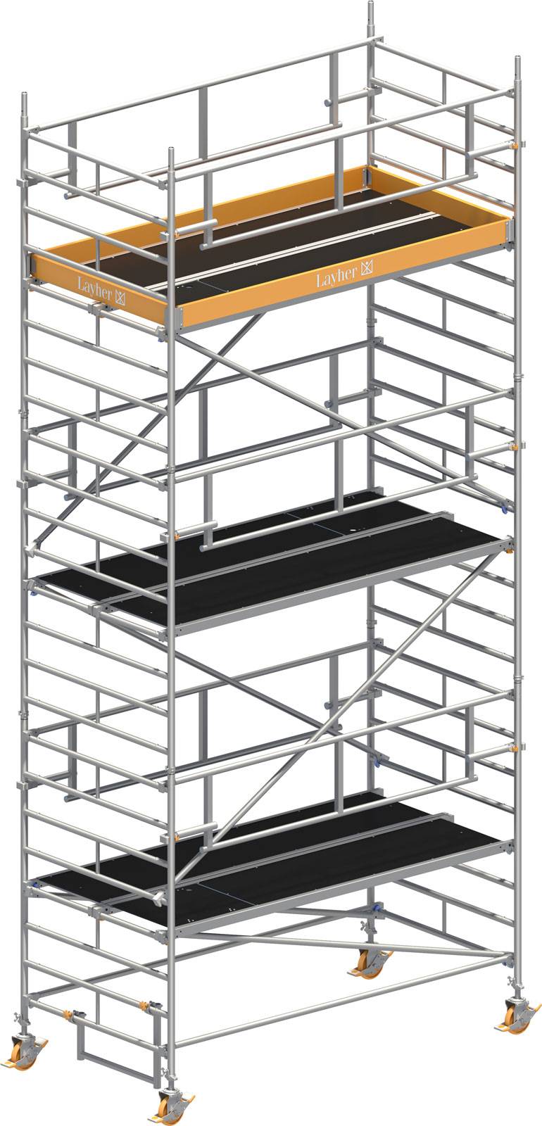 Layher Rollgerüst Uni Breit P2 Safety Plus mit Doppelgeländer 7,20m AH