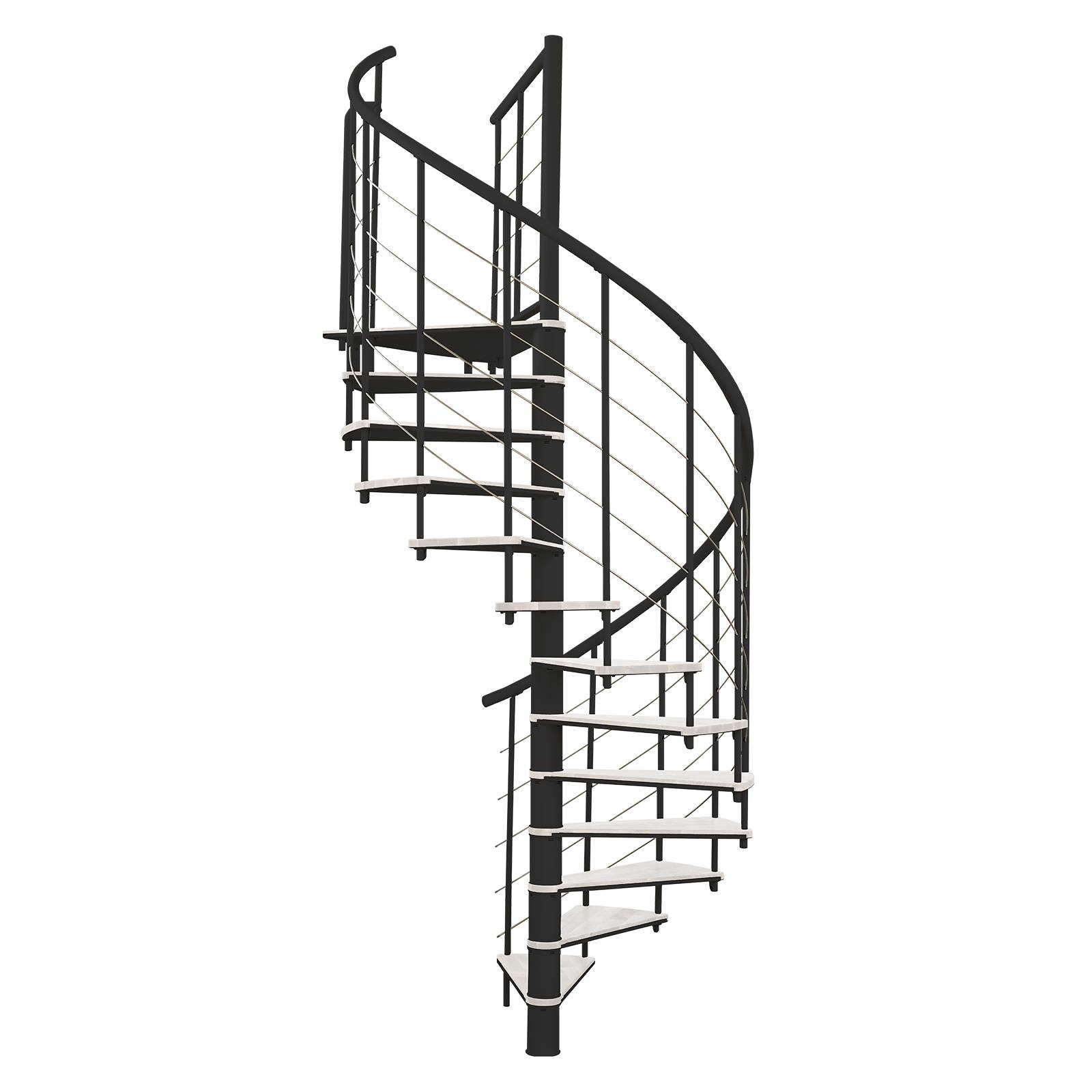 Minka Spindeltreppe Fusion 37 - 295cm Geschosshöhe Weiß Schwarz 120cm Durchmesser