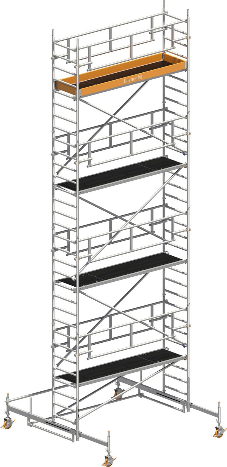 Layher Rollgerüst Uni Standard P2 Safety Plus mit Doppelgeländer 9,38m AH