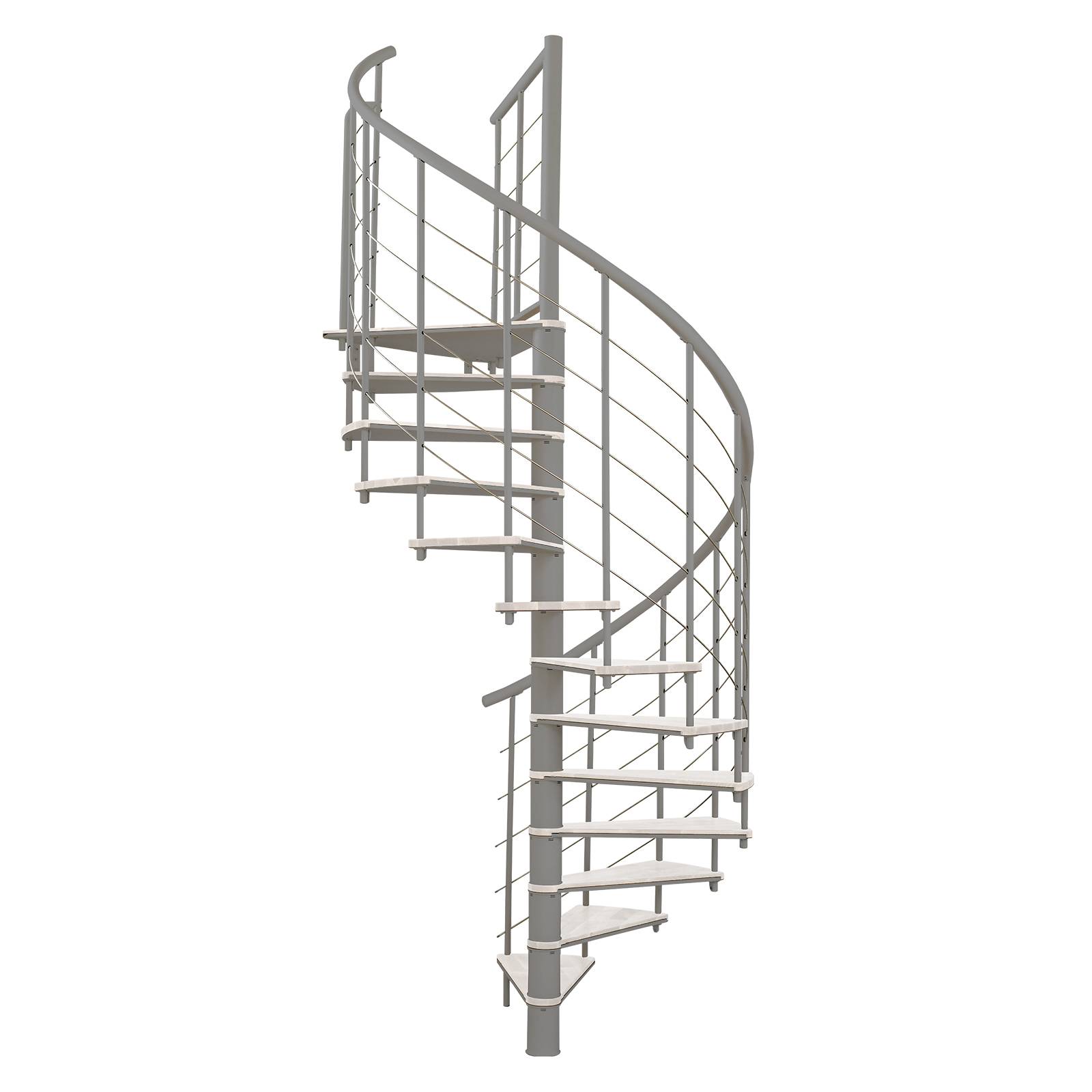 Minka Spindeltreppe Fusion 37 - 295cm Geschosshöhe Weiß Grau 160cm Durchmesser