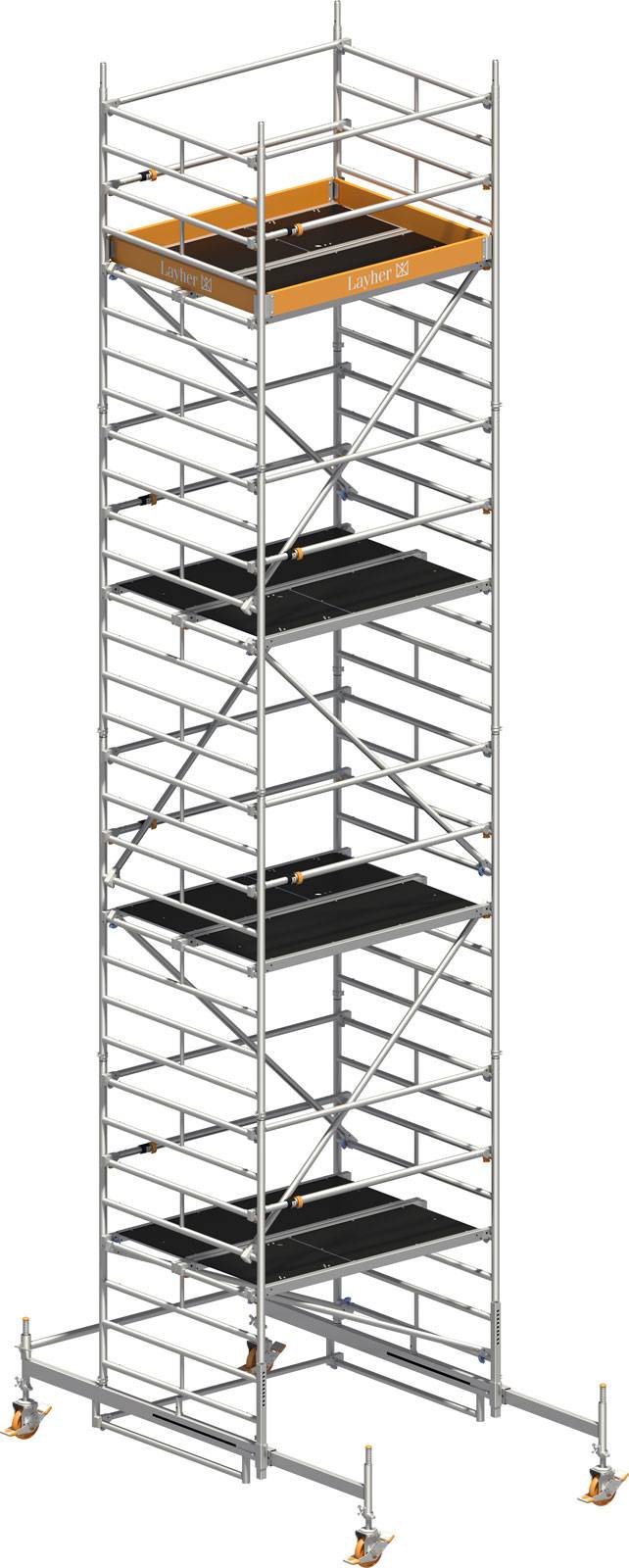 Layher Rollgerüst Uni Kompakt P2 mit Uni Telegeländer 9,38m AH