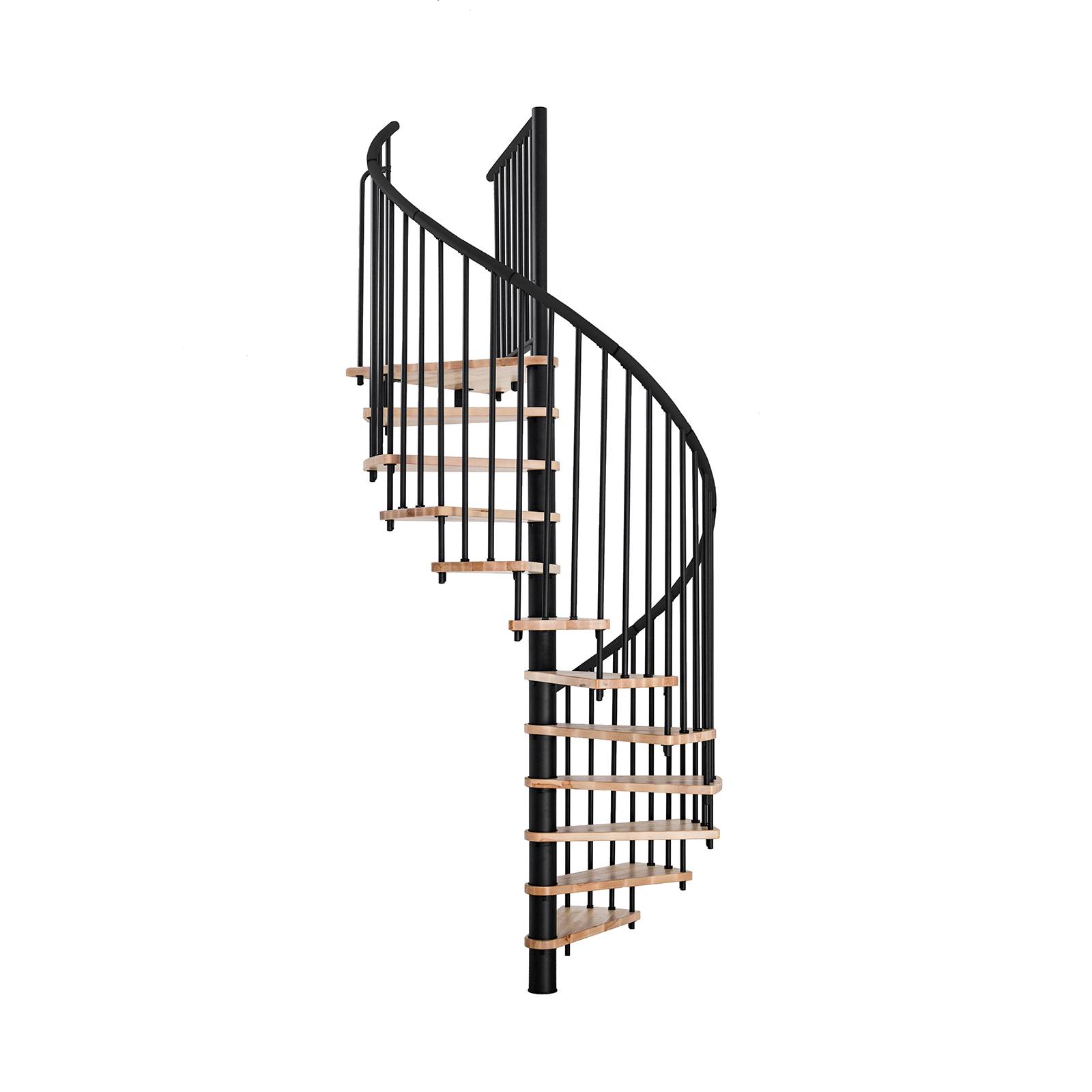 Minka Spindeltreppe Spiral Effect 38 - 305,5cm Geschosshöhe Buche Schwarz 120cm Durchmesser