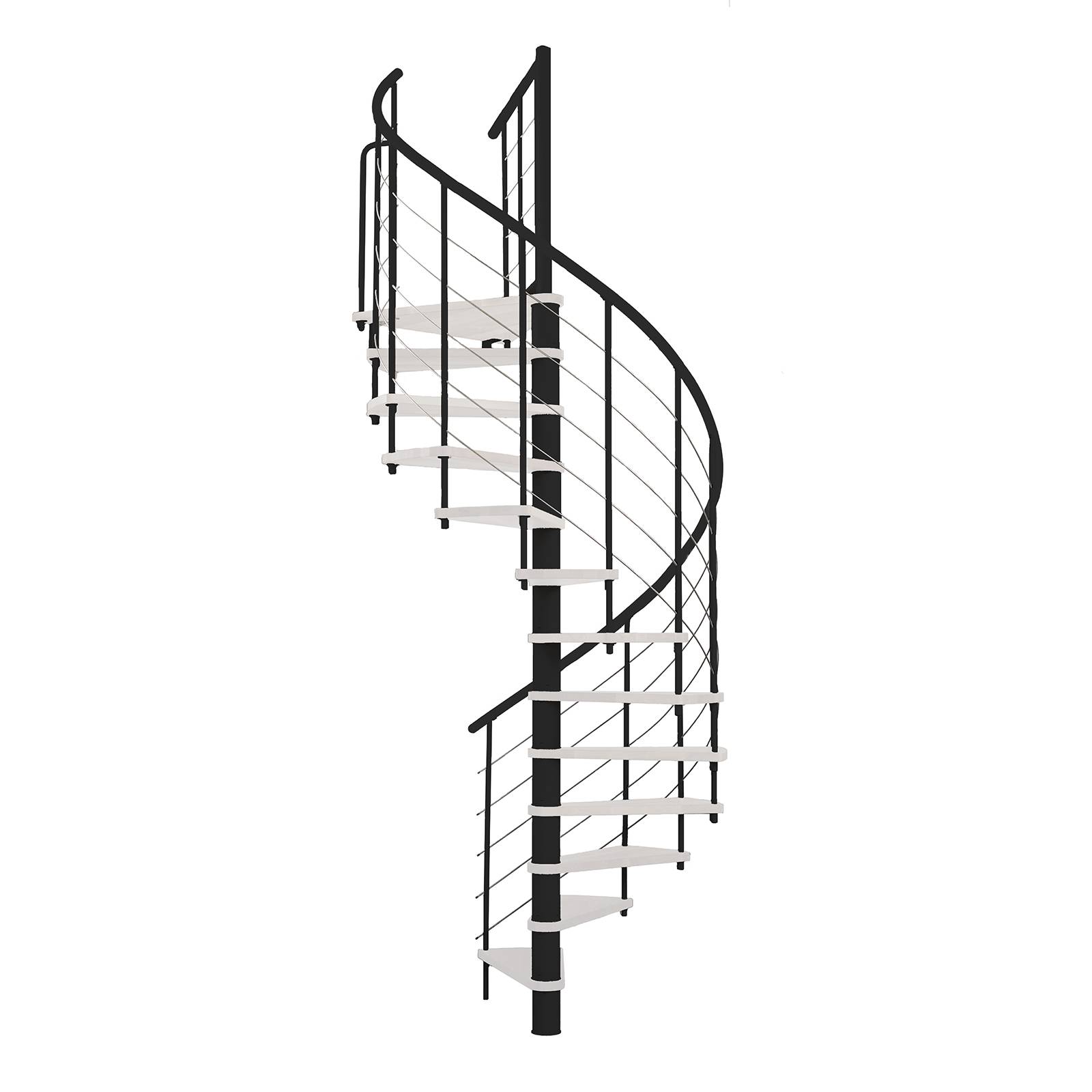 Minka Spindeltreppe Venezia Smart 38 - 305,5cm Geschosshöhe Weiß Schwarz 140cm Durchmesser