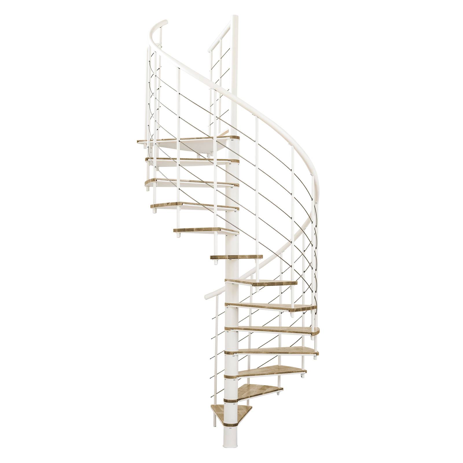 Minka Spindeltreppe Fusion 37 - 295cm Geschosshöhe Eiche Weiß 160cm Durchmesser