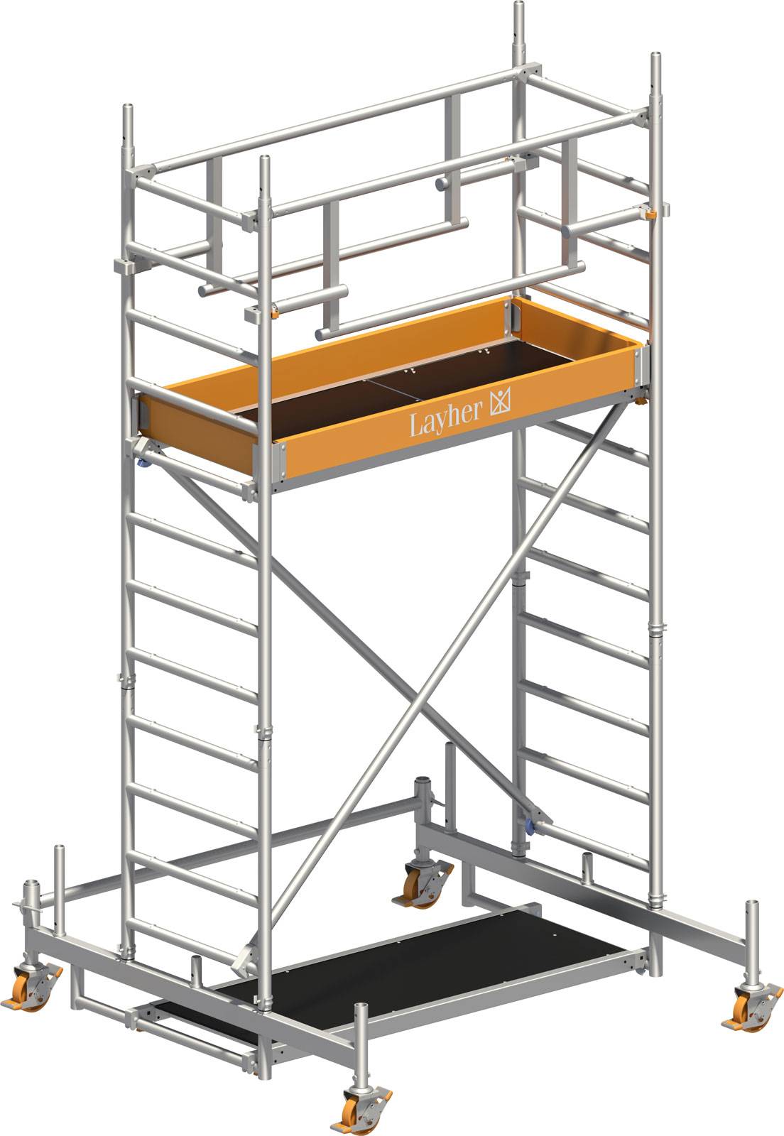 Layher Rollgerüst Uni Leicht P2 Safety Plus mit Doppelgeländer 4,26m AH