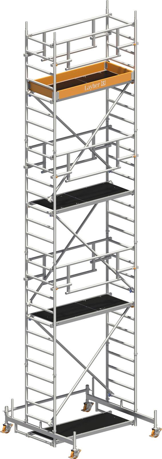 Layher Rollgerüst Uni Leicht P2 Safety Plus mit Doppelgeländer 8,26m AH