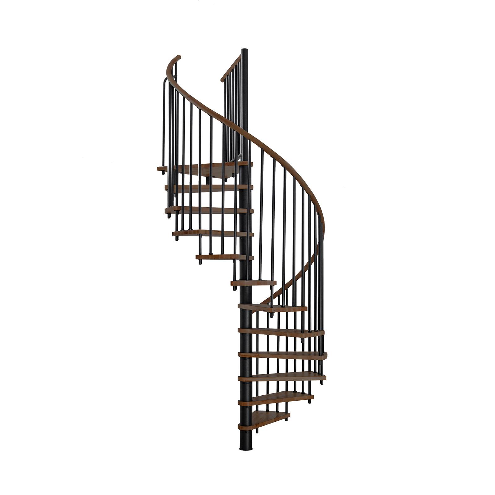 Minka Spindeltreppe Spiral Wood 38 - 305,5cm Geschosshöhe Walnuss Schwarz 140cm Durchmesser