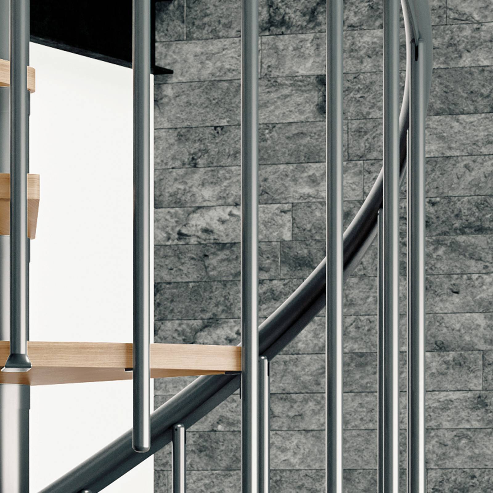 Dolle Spindeltreppe Montreal Eiche/anthrazit 252-282cm Geschosshöhe Ø120cm