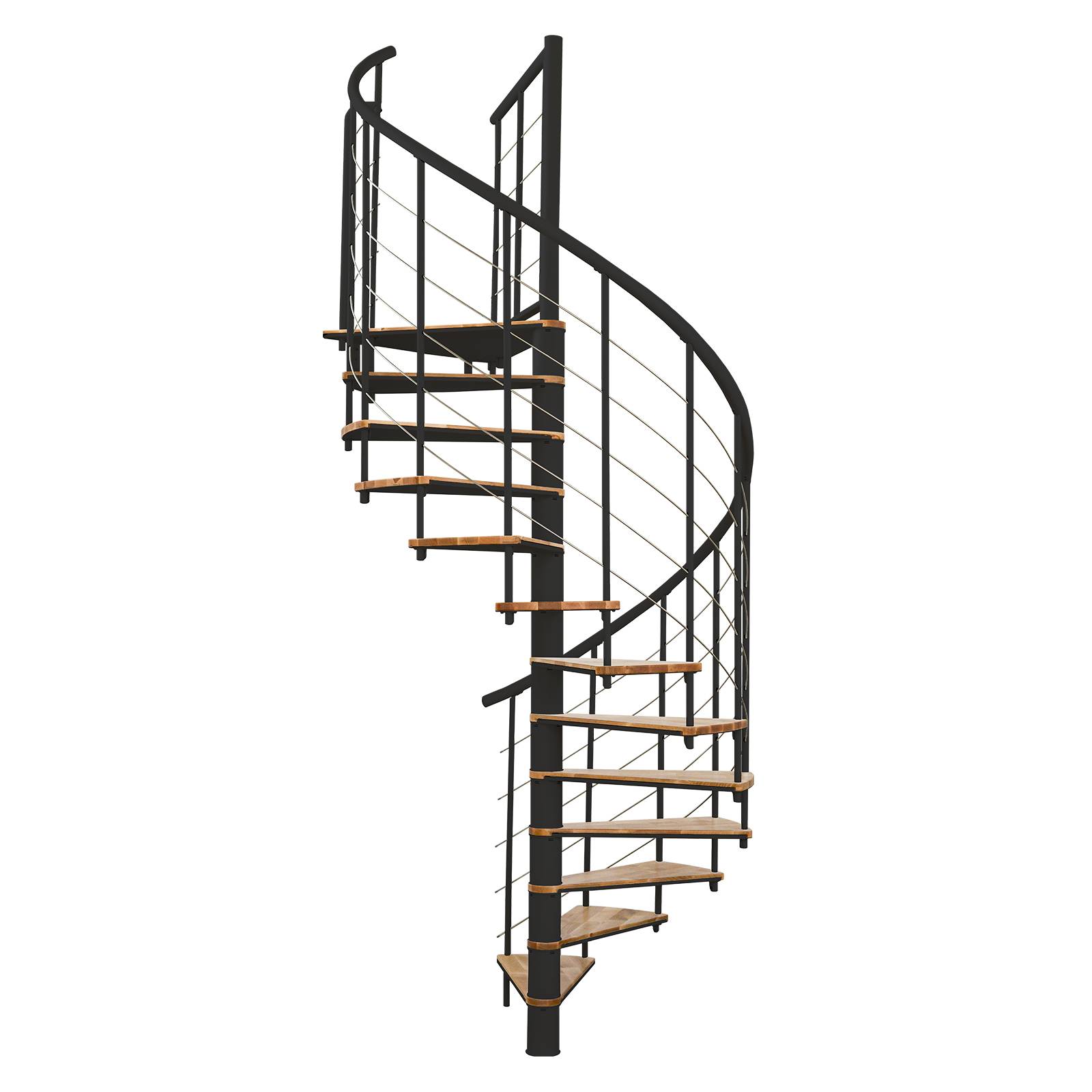 Minka Spindeltreppe Fusion 37 - 295cm Geschosshöhe Buche Schwarz 120cm Durchmesser