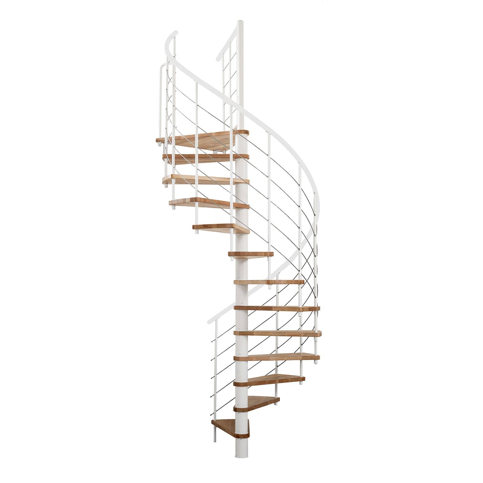 Minka Spindeltreppe Venezia Smart 38 - 305,5cm Geschosshöhe Buche Weiß 120cm Durchmesser