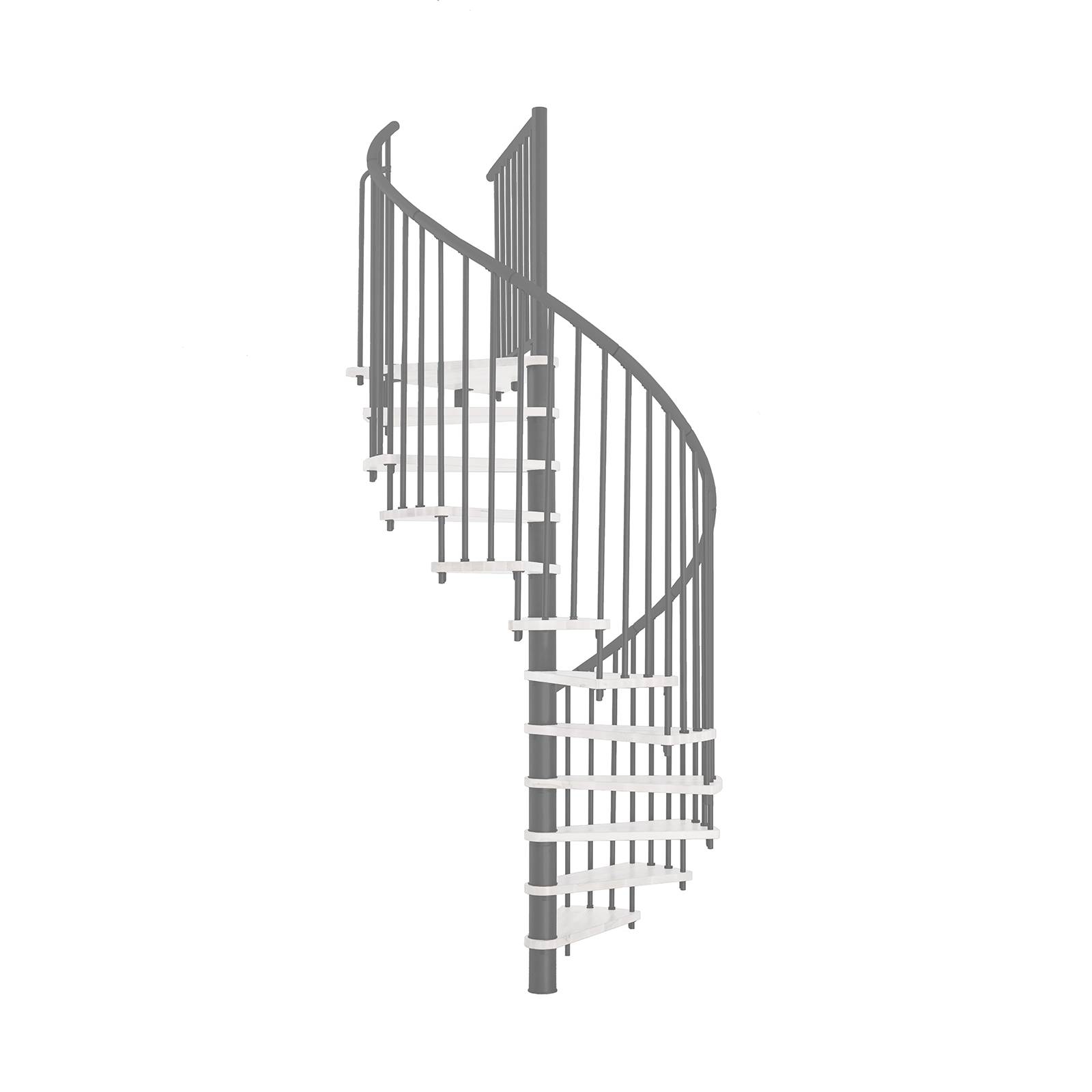 Minka Spindeltreppe Spiral Effect 38 - 305,5cm Geschosshöhe Weiß Grau 140cm Durchmesser