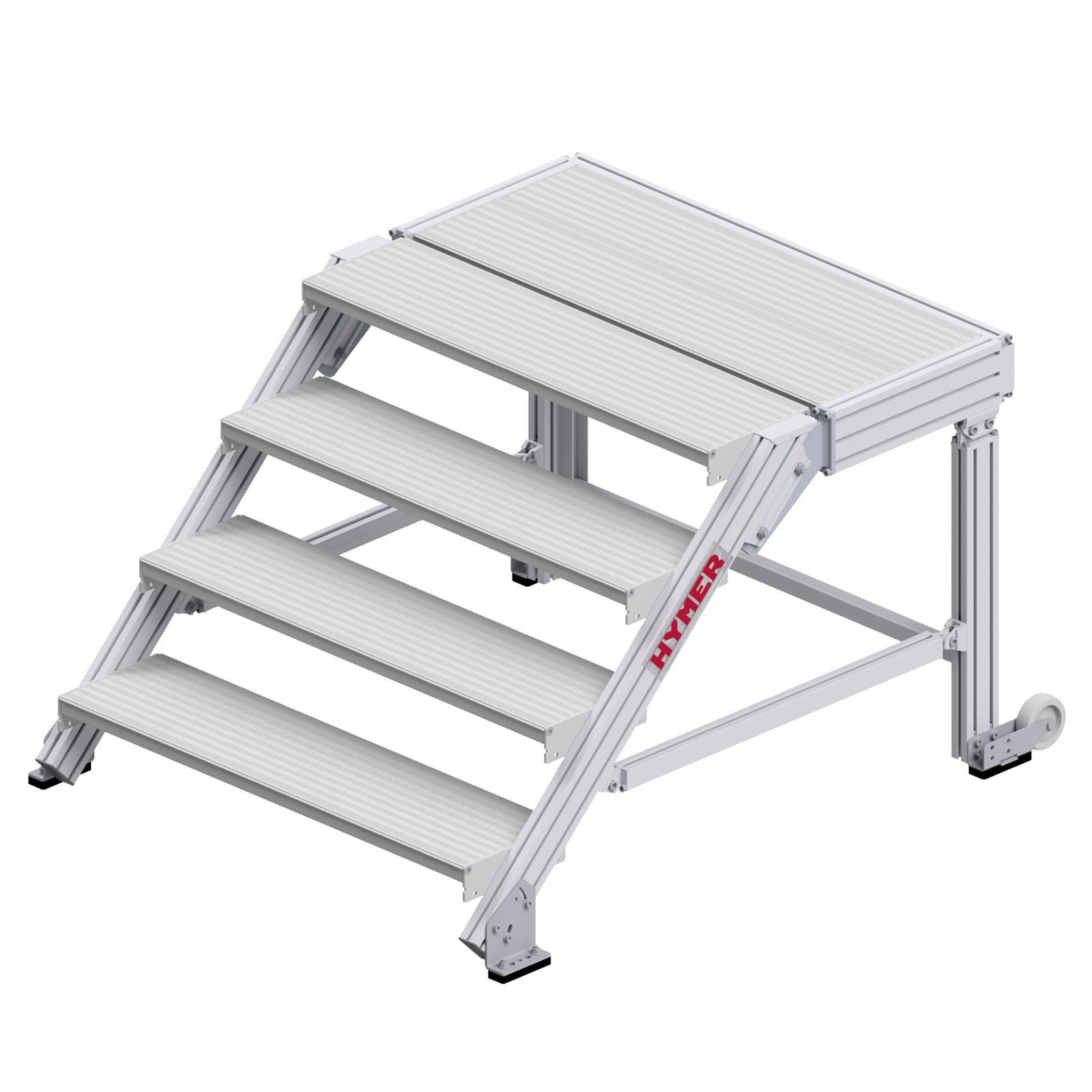 Hymer Treppenpodest mit großflächiger Plattform und 2 Rollen 1m Stufenbreite 4 Stufen