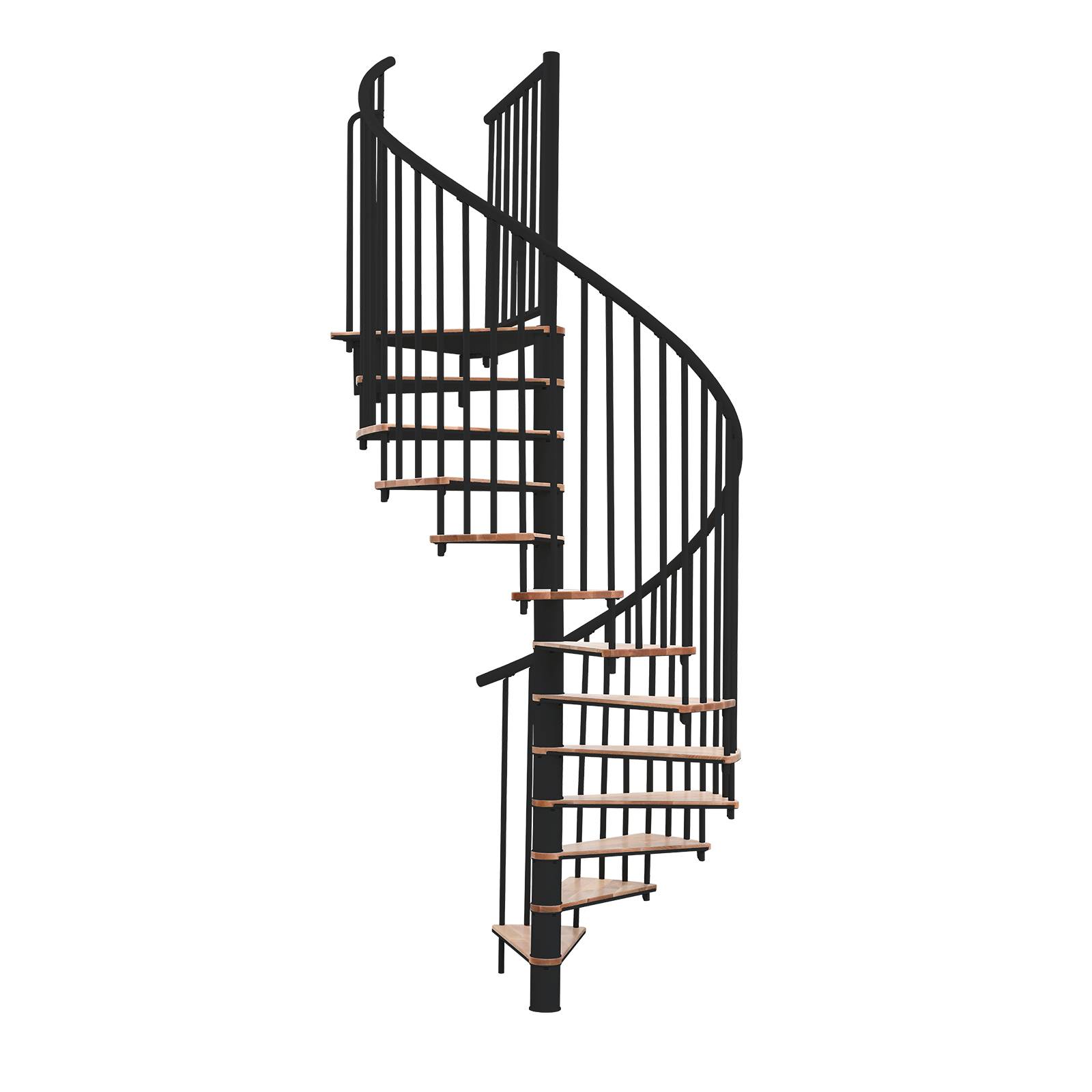 Minka Spindeltreppe Switch 36 - 295cm Geschosshöhe Buche Schwarz 160cm Durchmesser