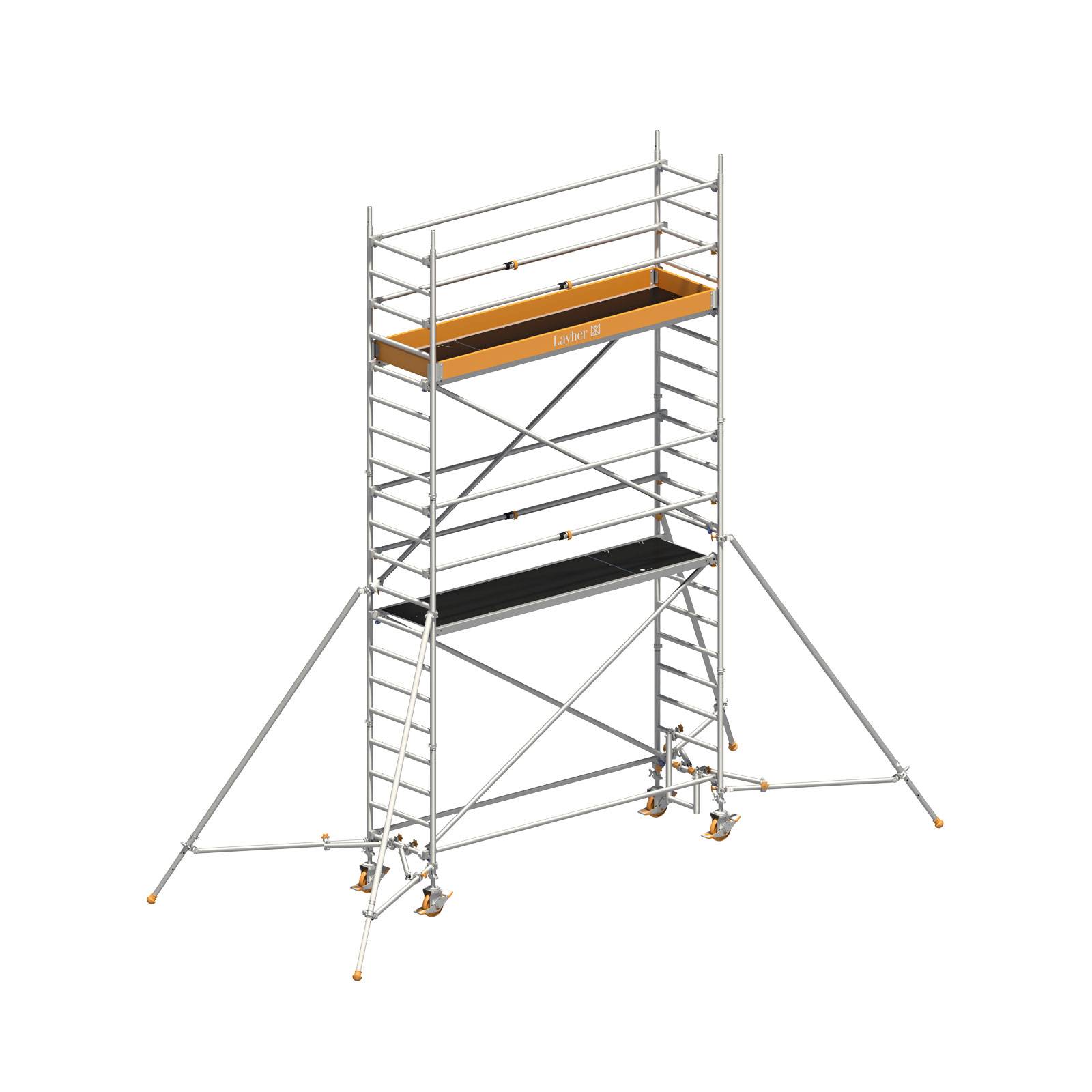 Layher Rollgerüst Uni Standard P2 mit Uni Telegeländer und ausziehbaren Gerüststützen 6,20m AH