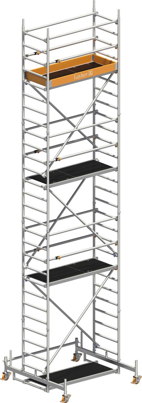 Layher Rollgerüst Uni Leicht mit Sicherheitsaufbau P2 und Uni Telegeländer 8,26m AH