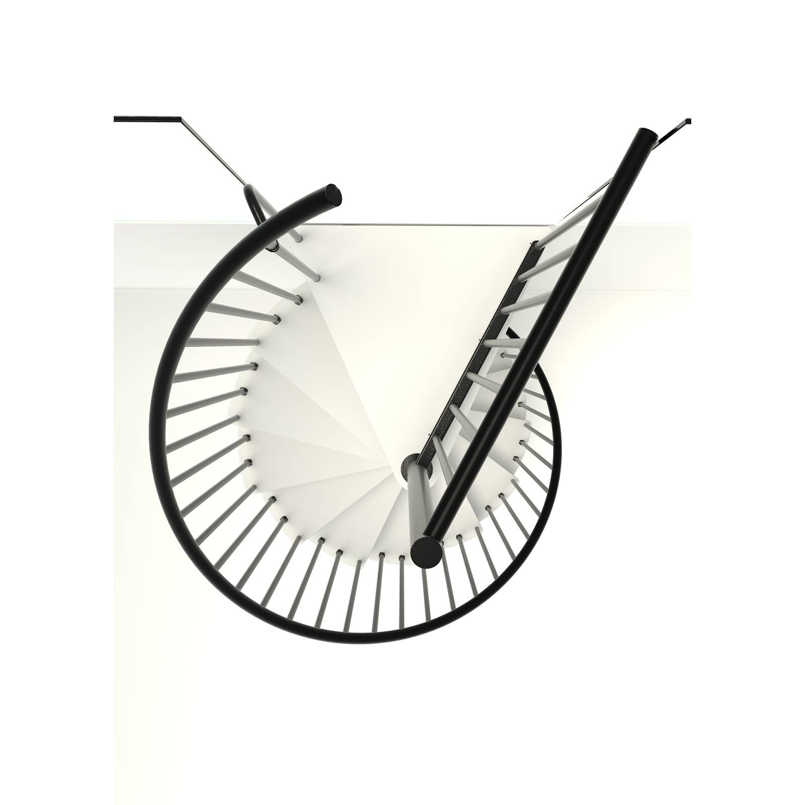 Minka Spindeltreppe Spiral Smart 38 - 305,5cm Geschosshöhe Weiß Schwarz 160cm Durchmesser