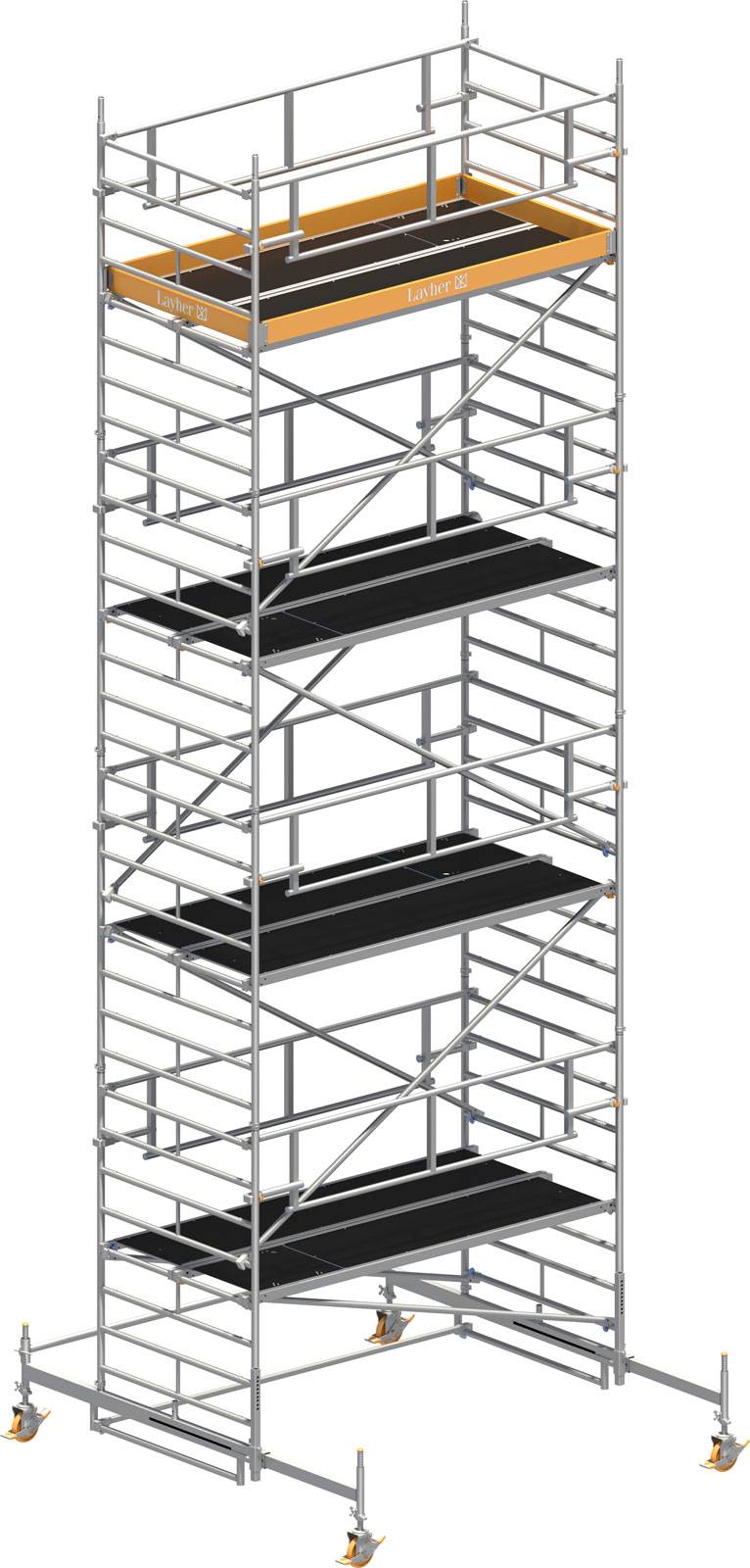 Layher Rollgerüst Uni Breit P2 Safety Plus mit Doppelgeländer 9,38m AH
