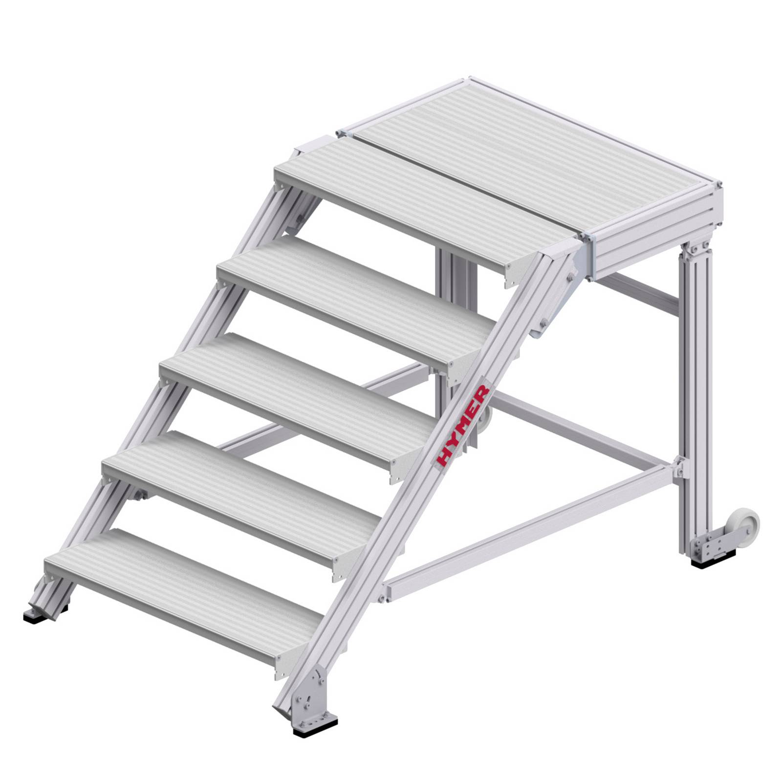 Hymer Treppenpodest mit großflächiger Plattform und 2 Rollen 0,8m Stufenbreite 5 Stufen