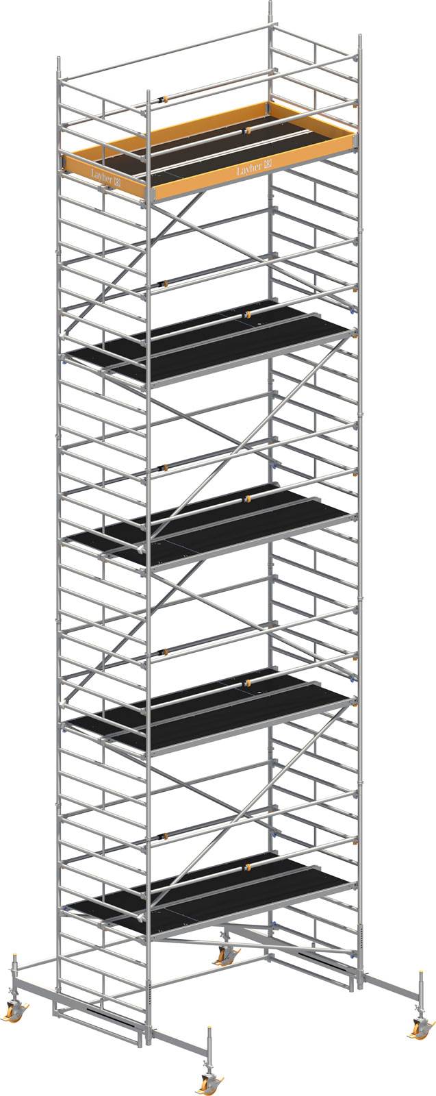 Layher Rollgerüst Uni Breit Sicherheitsaufbau P2 mit Uni Telegeländer 11,38m AH