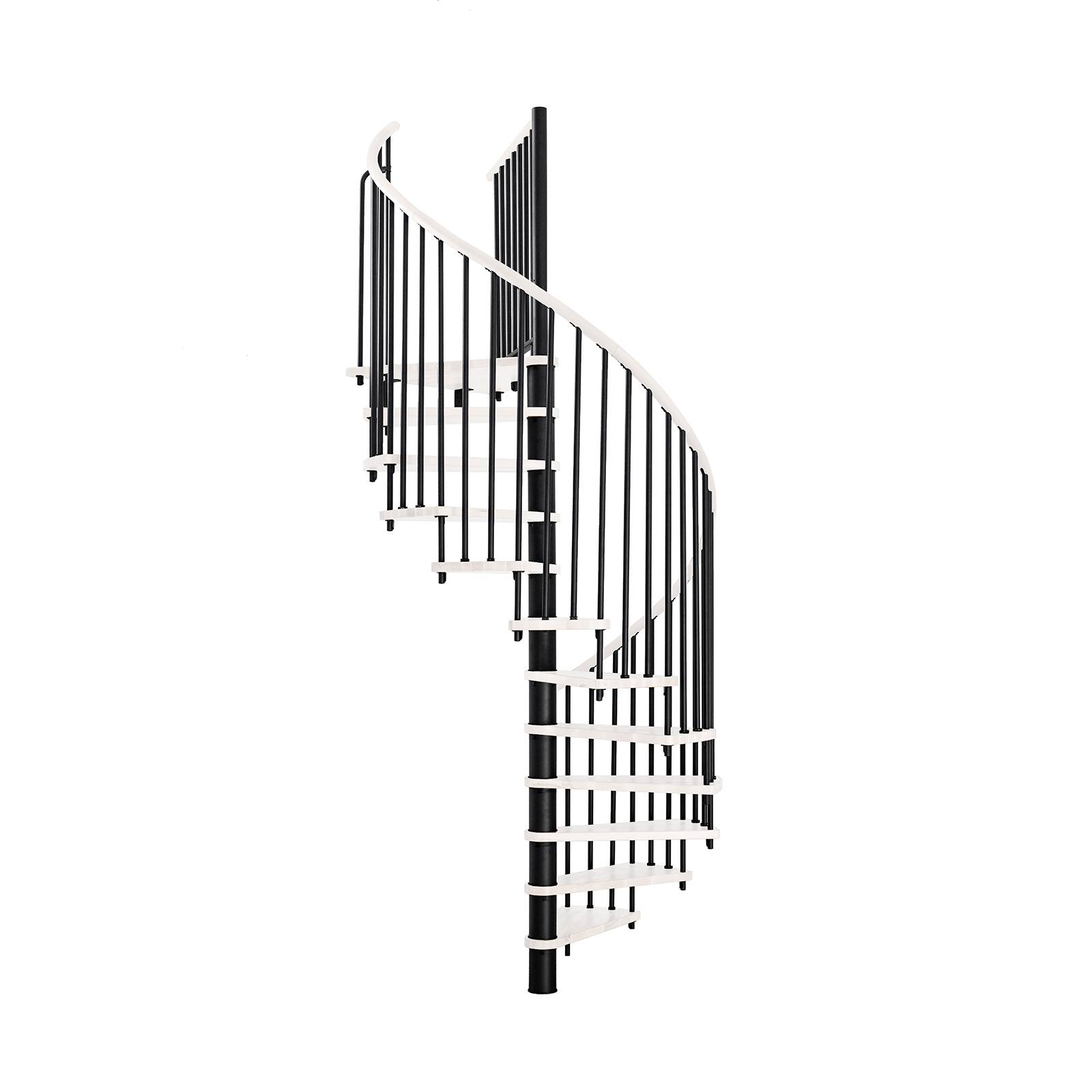 Minka Spindeltreppe Spiral Wood 38 - 305,5cm Geschosshöhe Weiß Schwarz 120cm Durchmesser