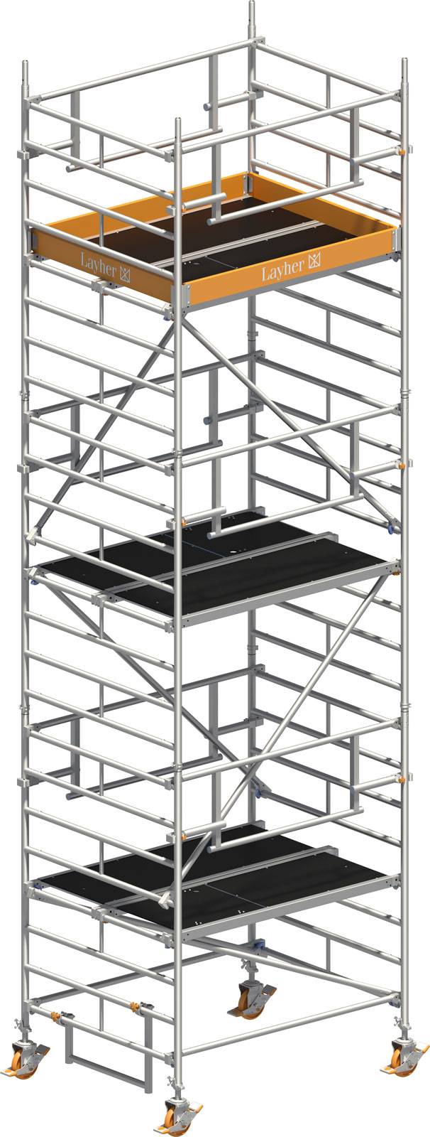 Layher Rollgerüst Uni Kompakt P2 Safety Plus mit Doppelgeländer 7,20m AH