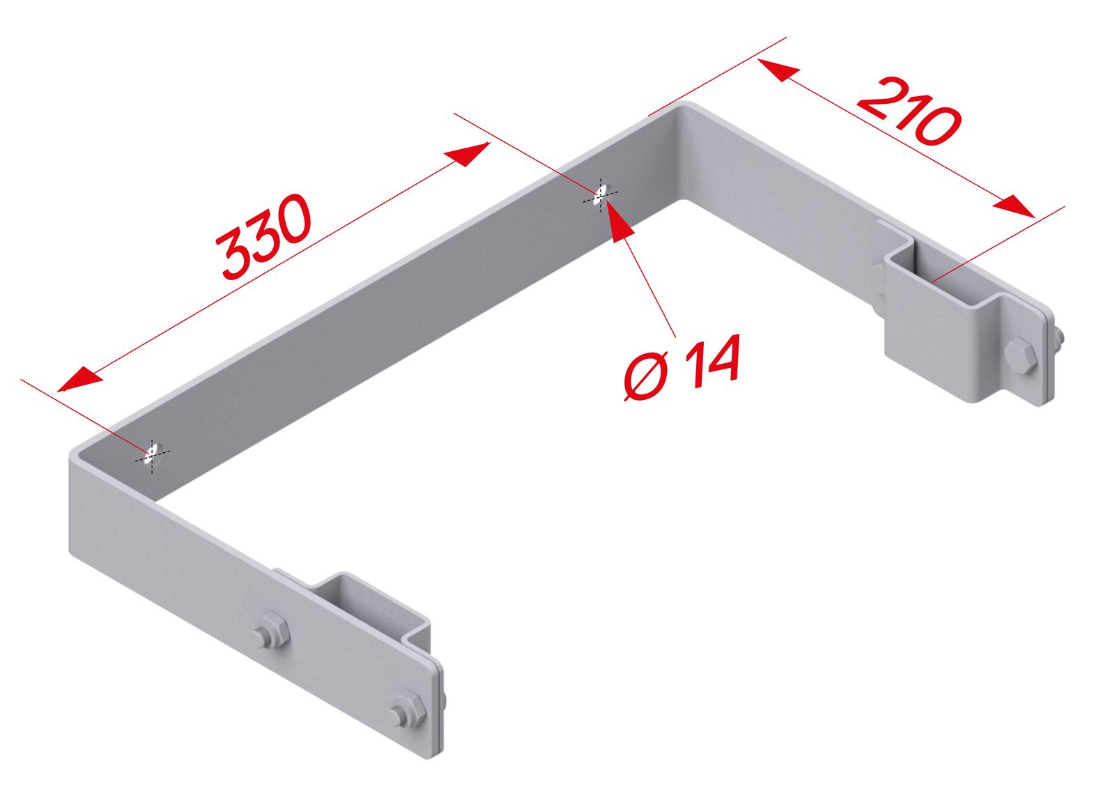 Hymer Wandhalter U-Form Stahl verzinkt Länge 330mm