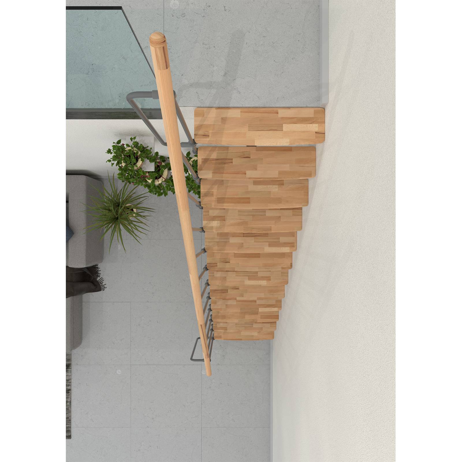 Minka Mittelholmtreppe Joker 35 - 304cm Geschosshöhe Buche Grau