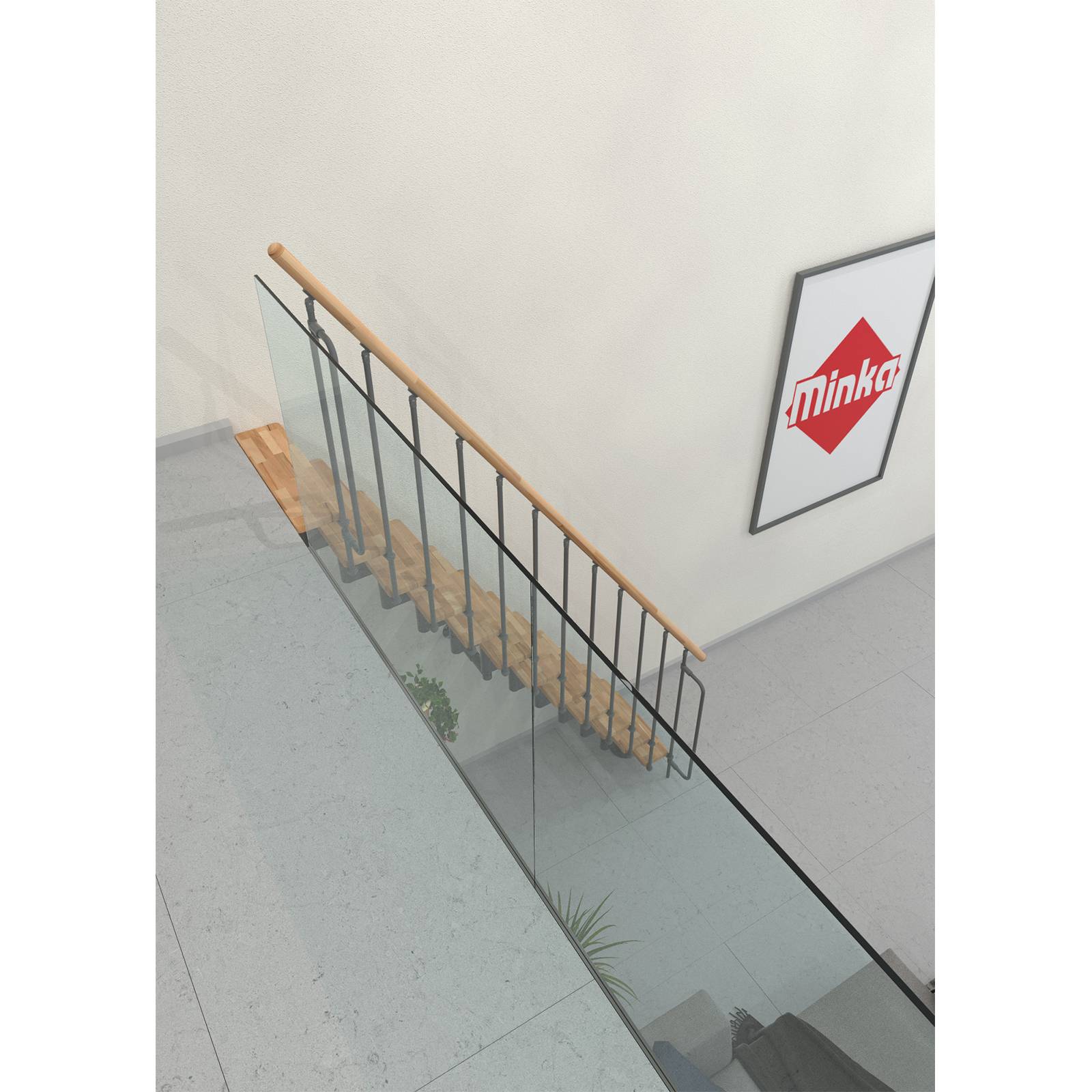 Minka Mittelholmtreppe Joker 35 - 304cm Geschosshöhe Buche Grau