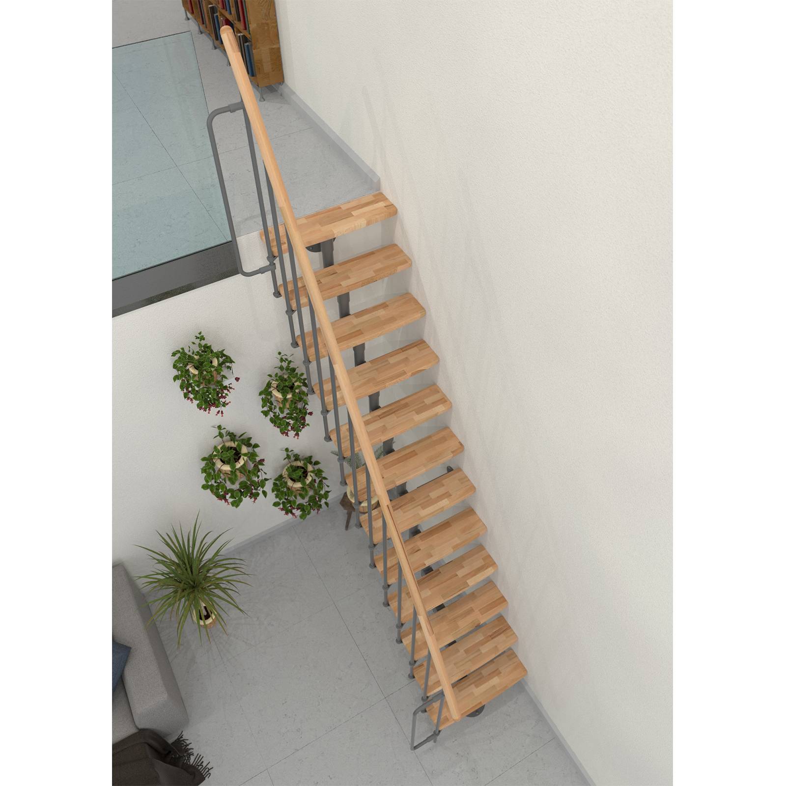 Minka Mittelholmtreppe Joker 35 - 304cm Geschosshöhe Buche Grau