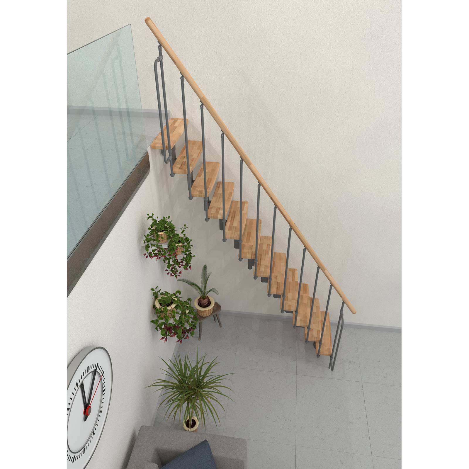 Minka Mittelholmtreppe Joker 35 - 304cm Geschosshöhe Buche Grau