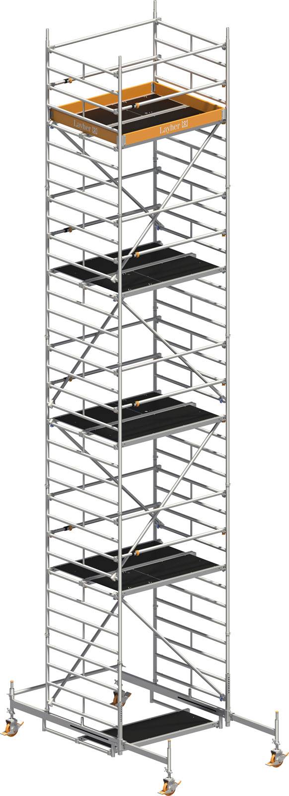 Layher Rollgerüst Uni Kompakt P2 mit Uni Telegeländer 10,38m AH