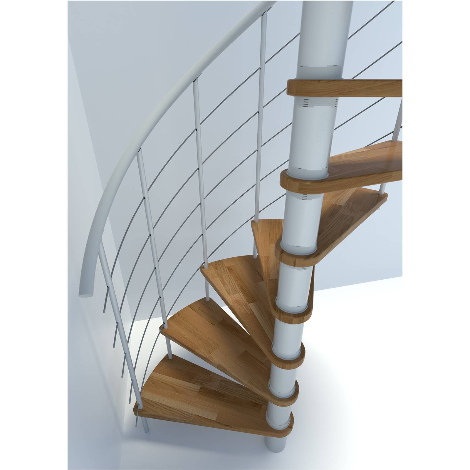 Minka Spindeltreppe Venezia Smart 38 - 305,5cm Geschosshöhe Eiche Weiß 160cm Durchmesser