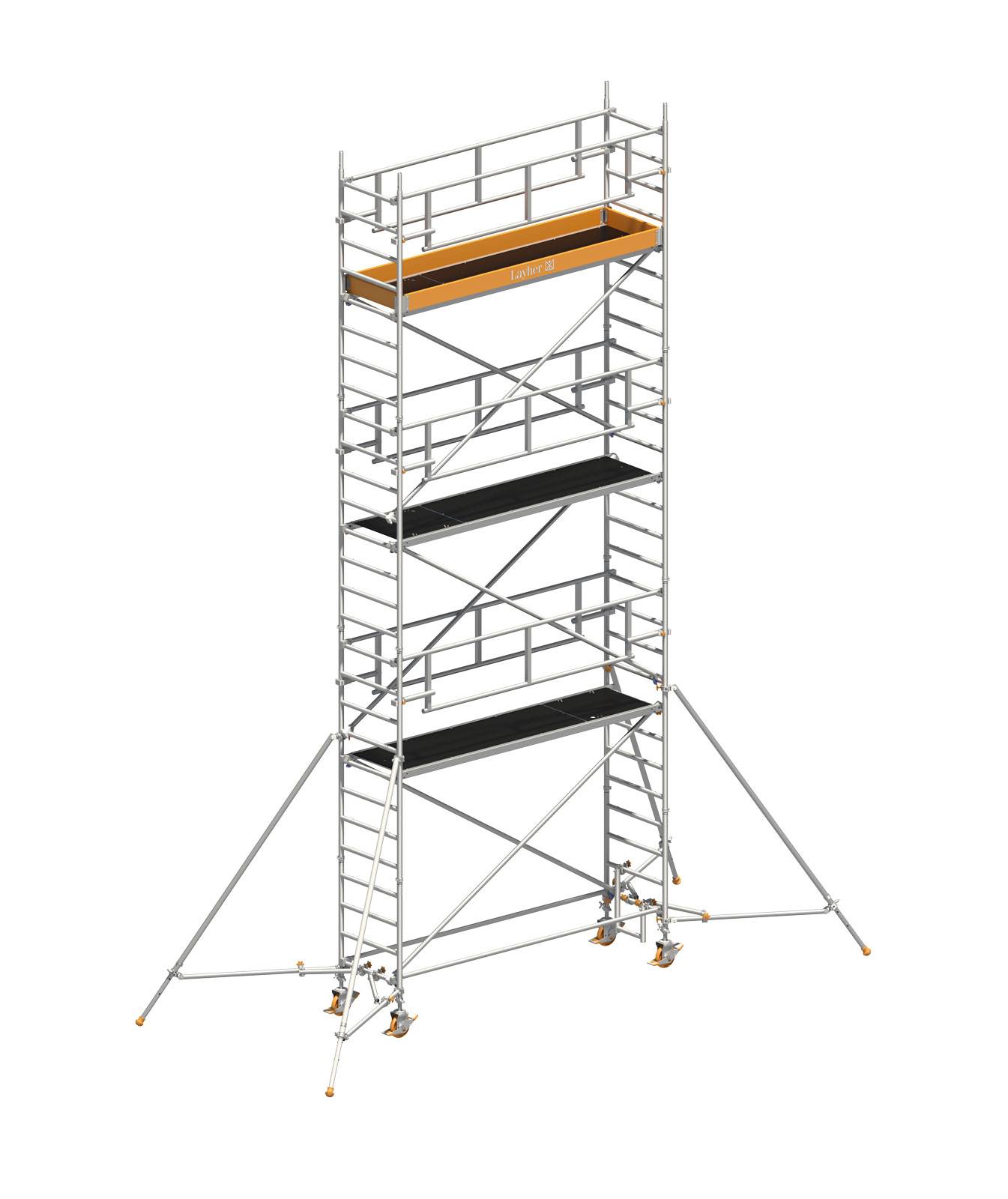 Layher Rollgerüst Uni Standard P2 Safety Plus mit Doppelgeländer und Gerüststützen 8,20m AH