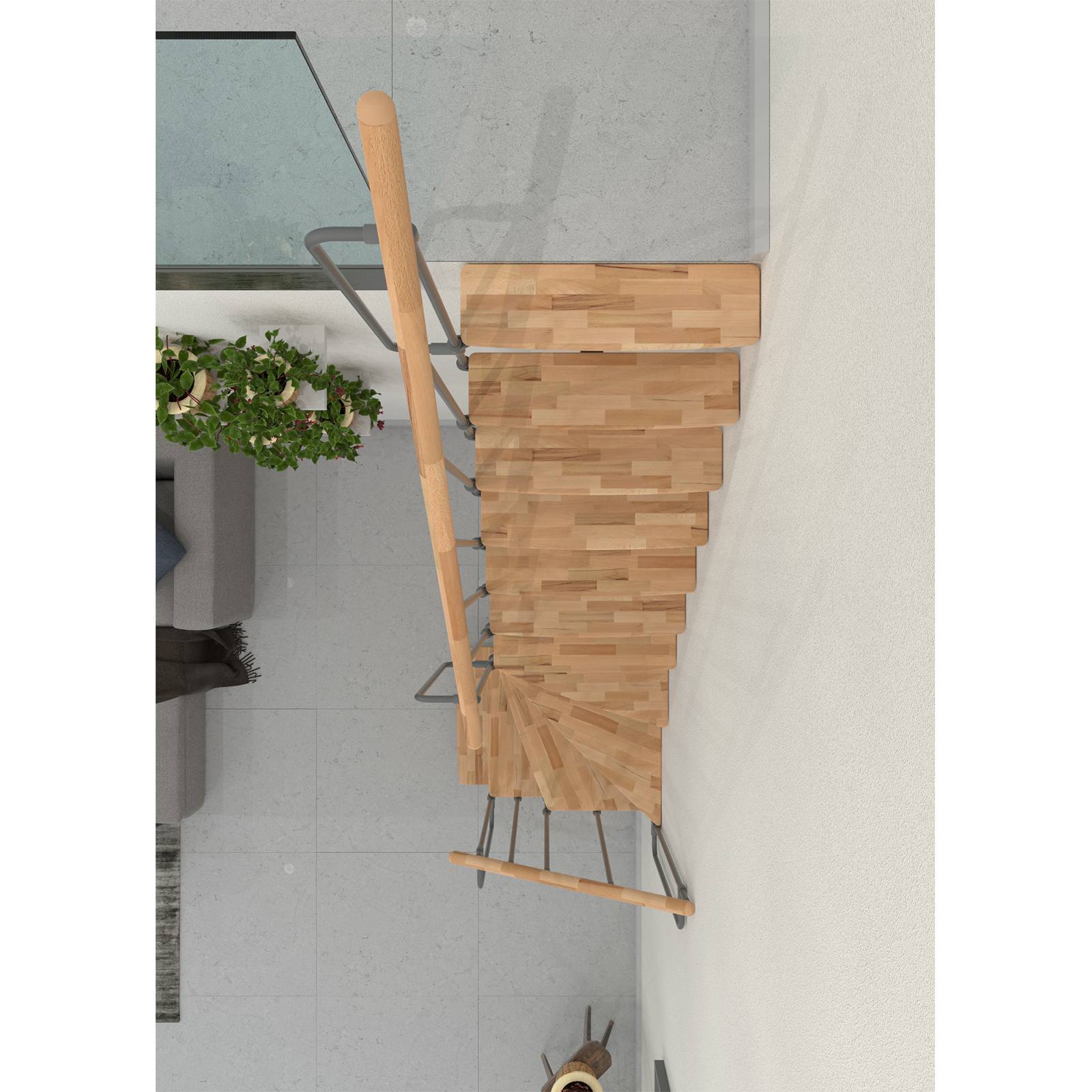 Minka Mittelholmtreppe Joker Turn 35 - 304cm Geschosshöhe Buche Grau