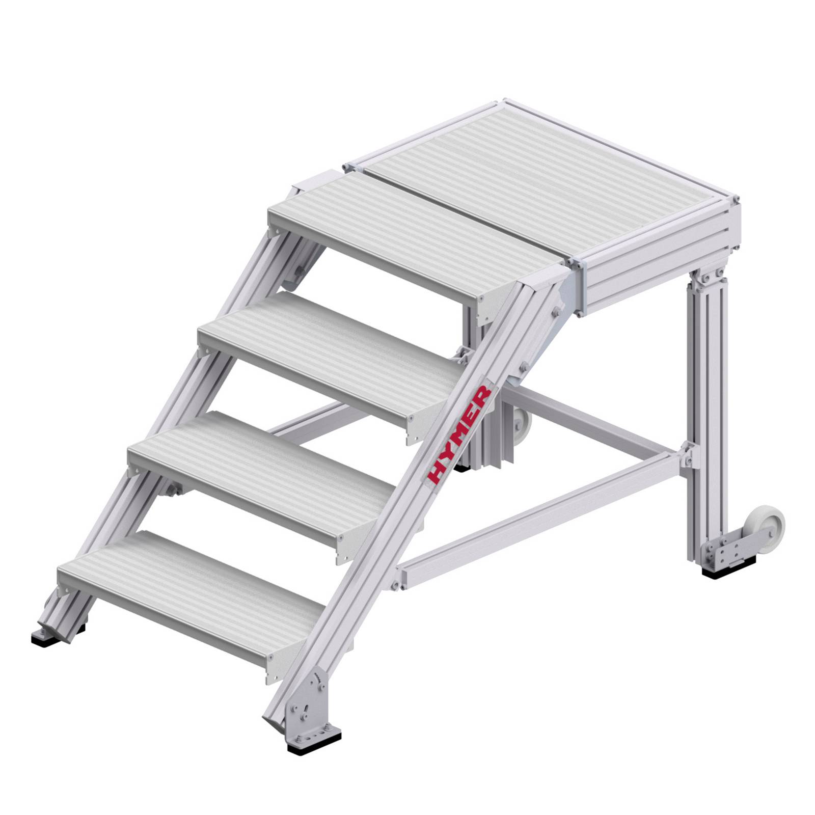 Hymer Treppenpodest mit großflächiger Plattform und 2 Rollen 0,6m Stufenbreite 4 Stufen