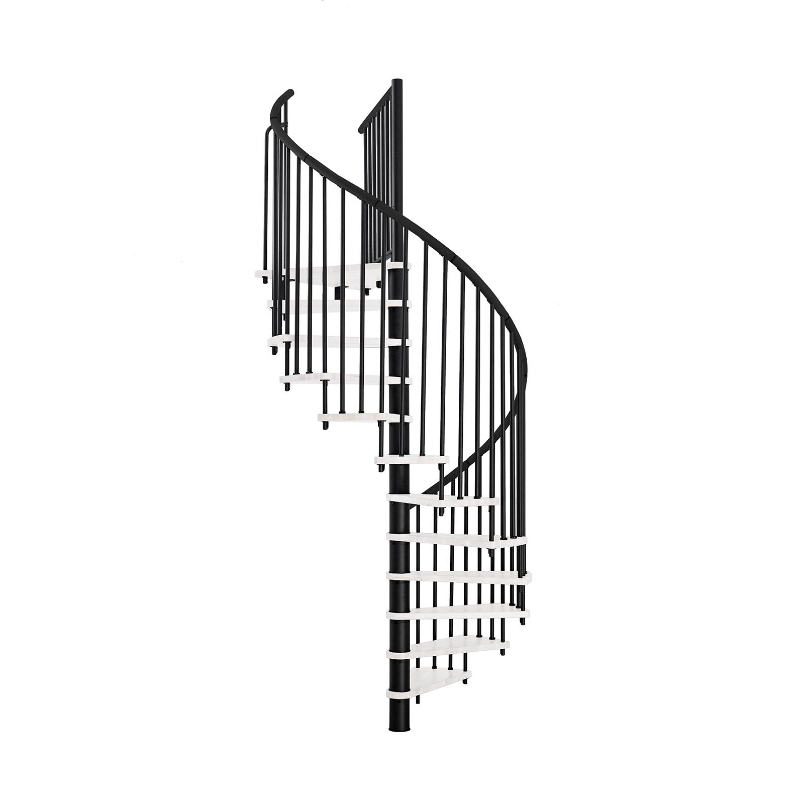 Minka Spindeltreppe Spiral Effect 38 - 305,5cm Geschosshöhe Weiß Schwarz 120cm Durchmesser