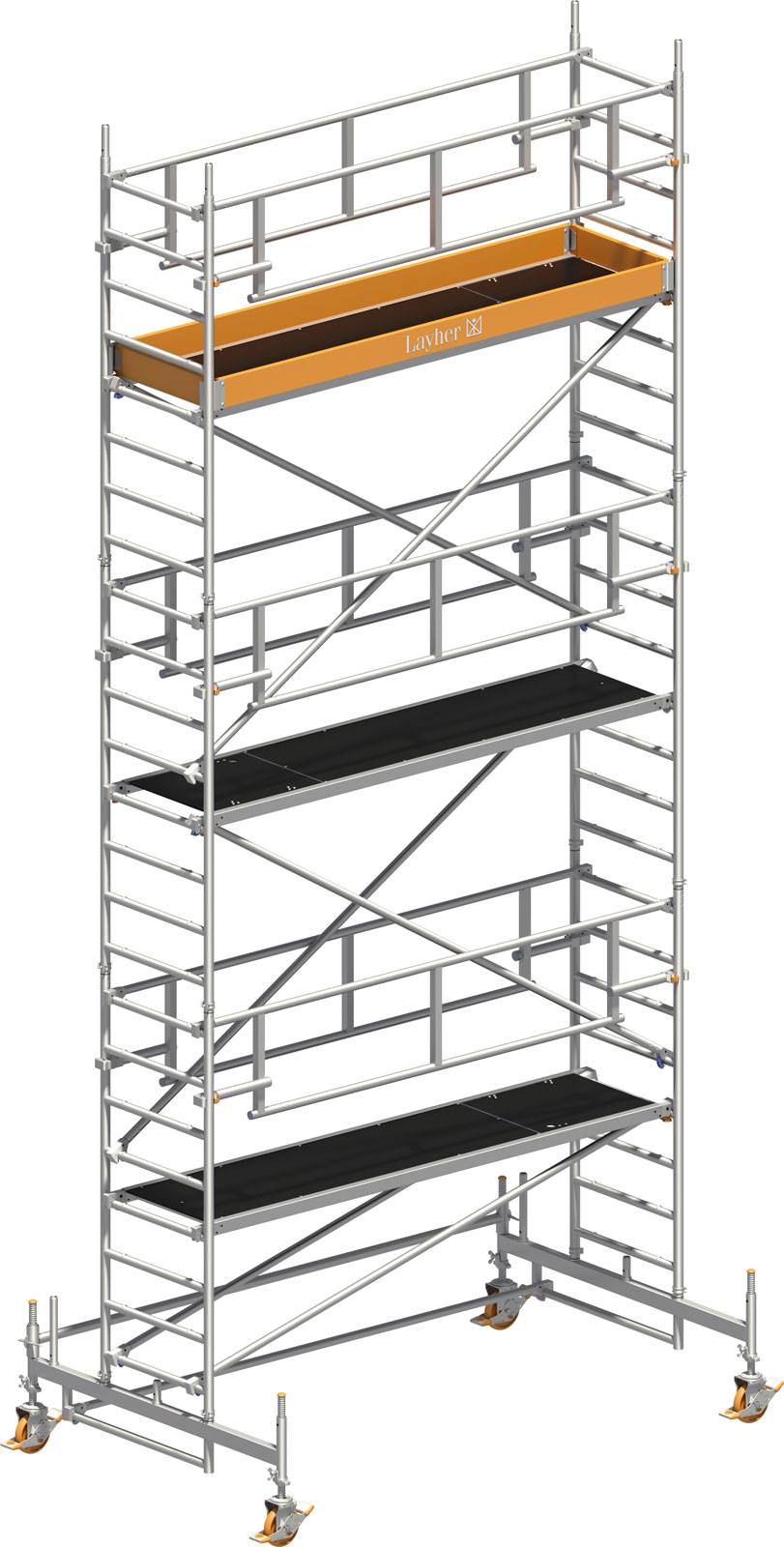 Layher Rollgerüst Uni Standard P2 Safety Plus mit Doppelgeländer 7,35m AH