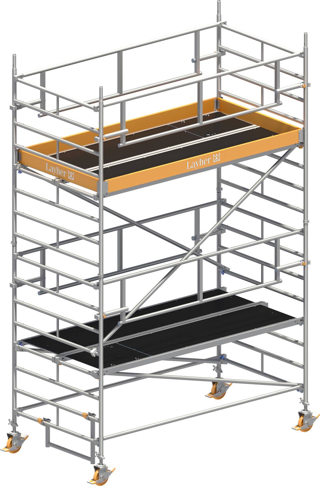 Layher Rollgerüst Uni Breit P2 Safety Plus mit Doppelgeländer 5,20m AH