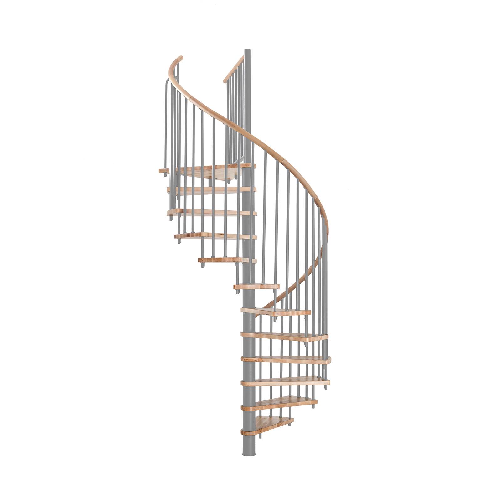 Minka Spindeltreppe Spiral Wood 38 - 305,5cm Geschosshöhe Buche Grau 140cm Durchmesser