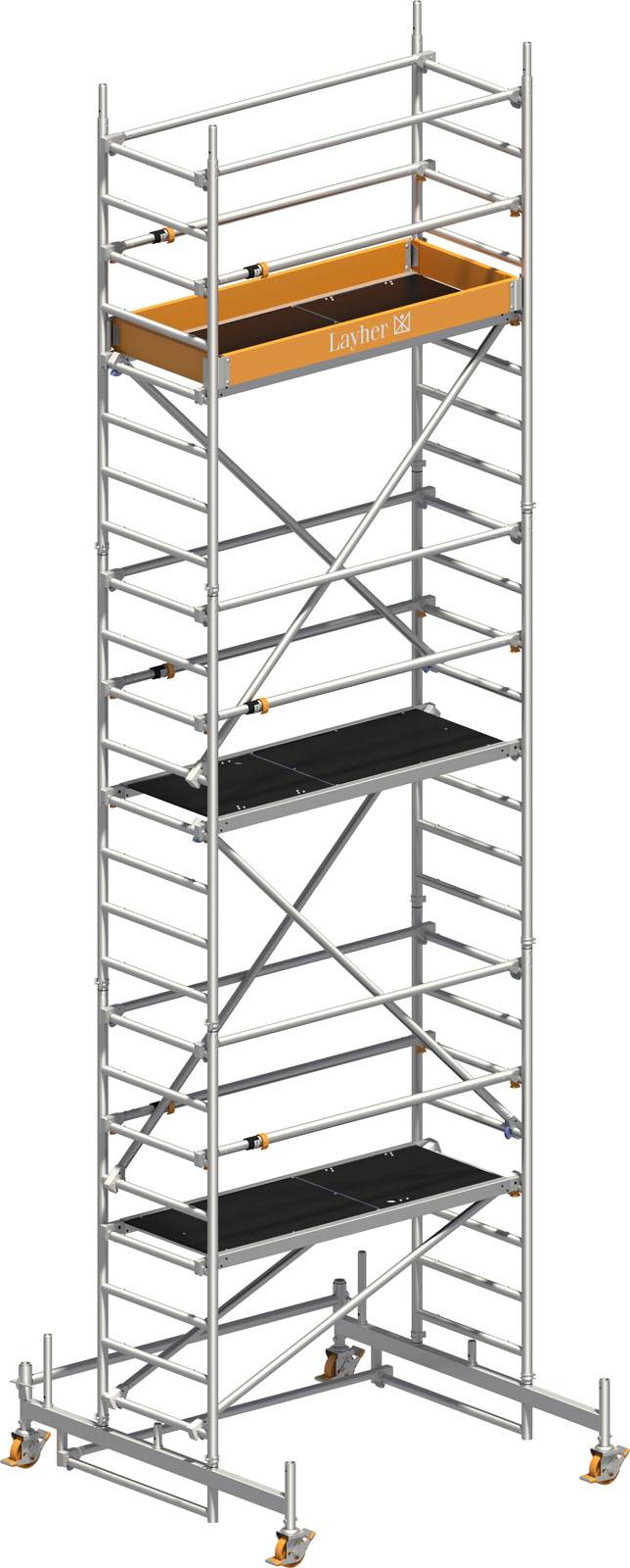 Layher Rollgerüst Uni Leicht mit Sicherheitsaufbau P2 und Uni Telegeländer 7,26m AH