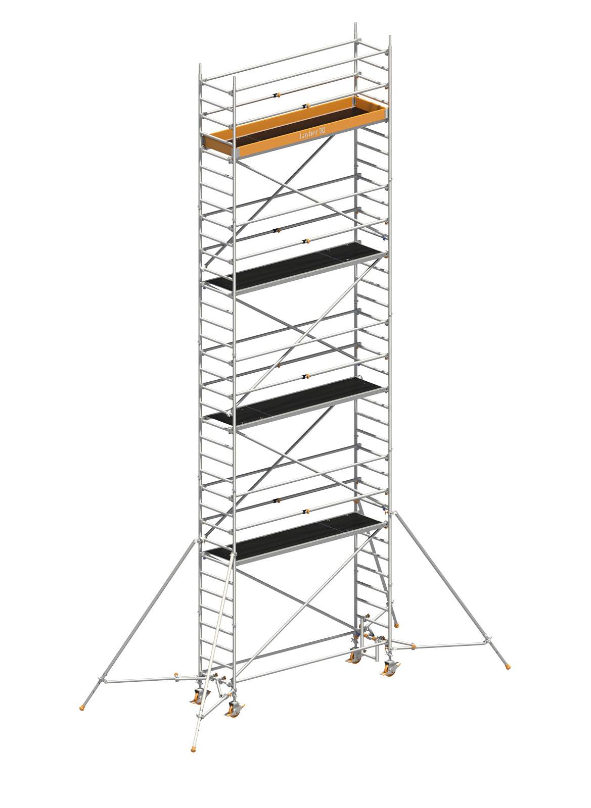 Layher Rollgerüst Uni Standard P2 mit Uni Telegeländer und ausziehbaren Gerüststützen 10,20m AH