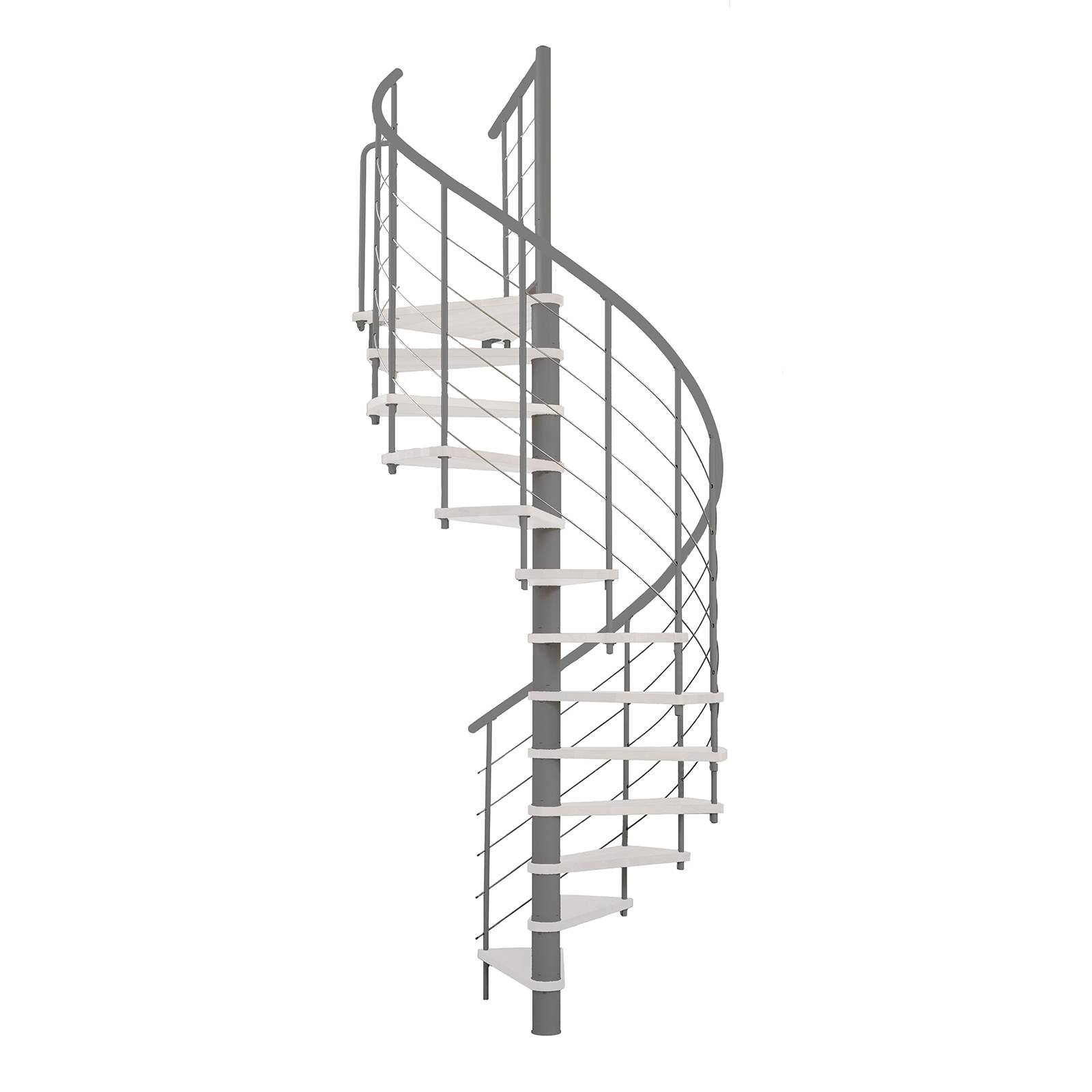 Minka Spindeltreppe Venezia Smart 38 - 305,5cm Geschosshöhe Weiß Grau 160cm Durchmesser