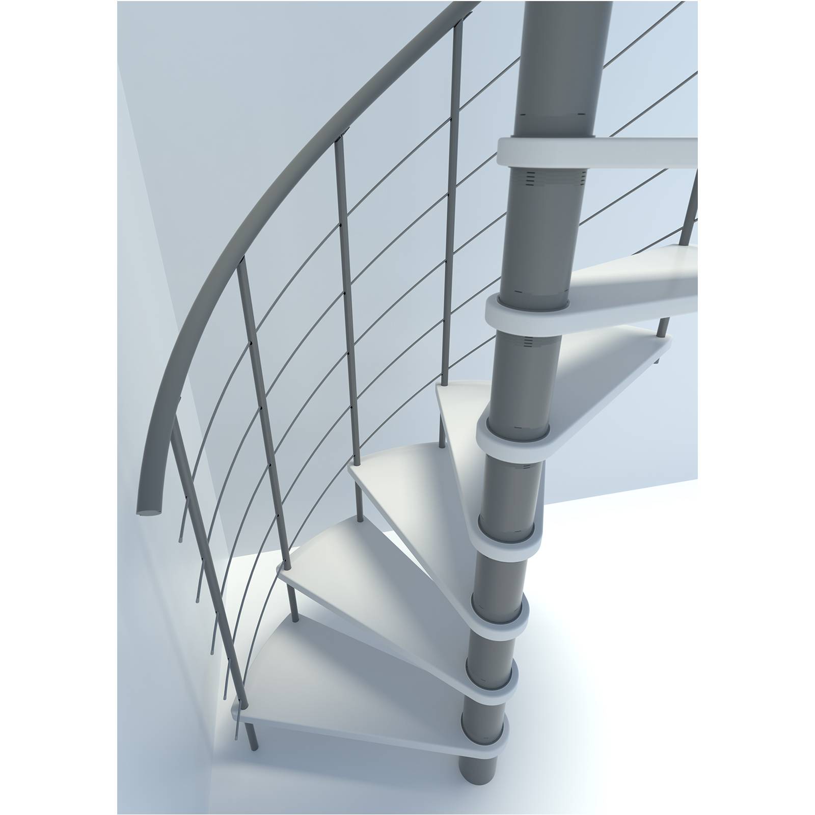 Minka Spindeltreppe Venezia Smart 38 - 305,5cm Geschosshöhe Weiß Grau 160cm Durchmesser
